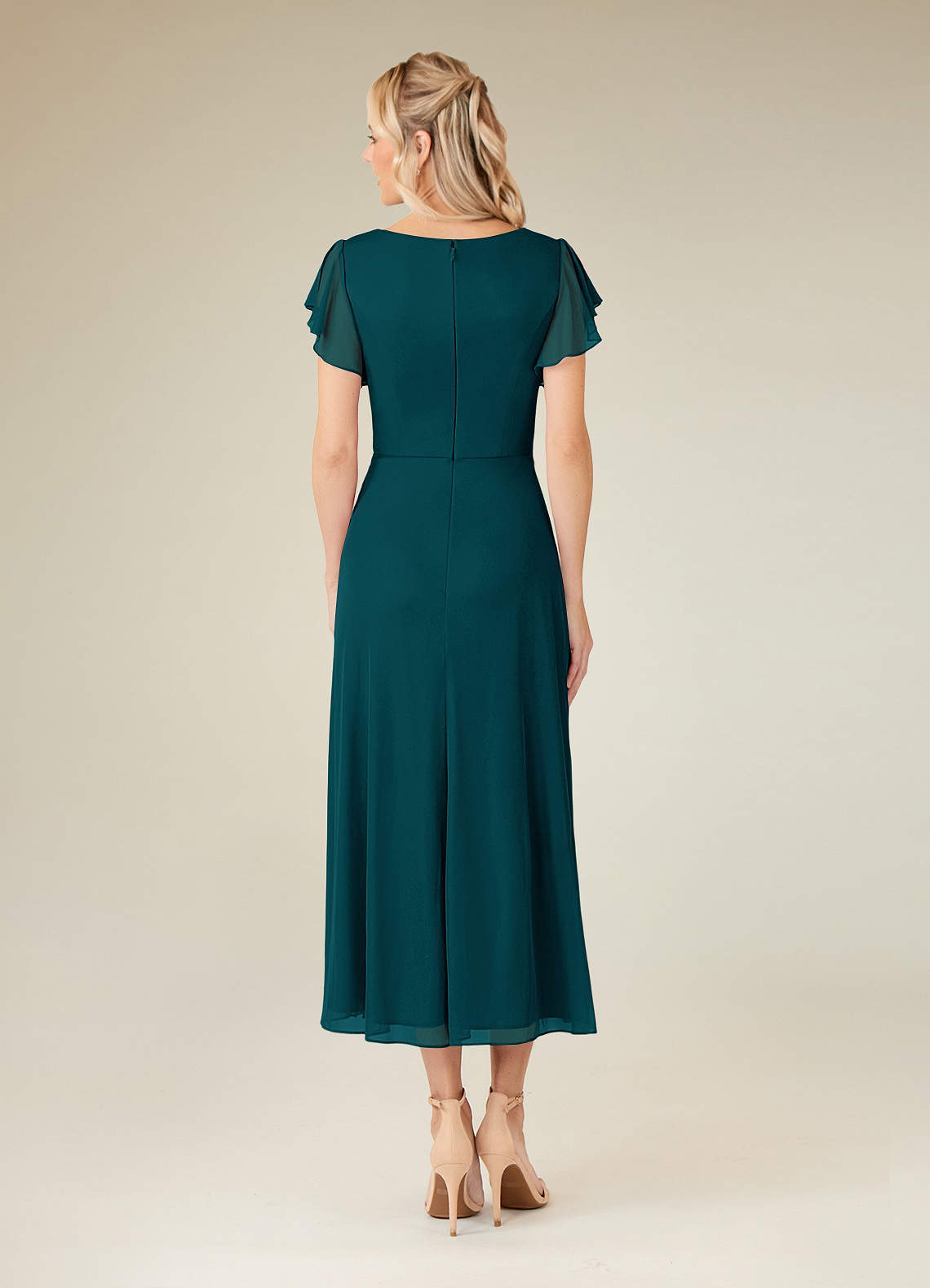 Azazie Vera Abiti per la Madre della Sposa Abito A-Line in Maglia con Scollo a V a Pieghe Pino image3