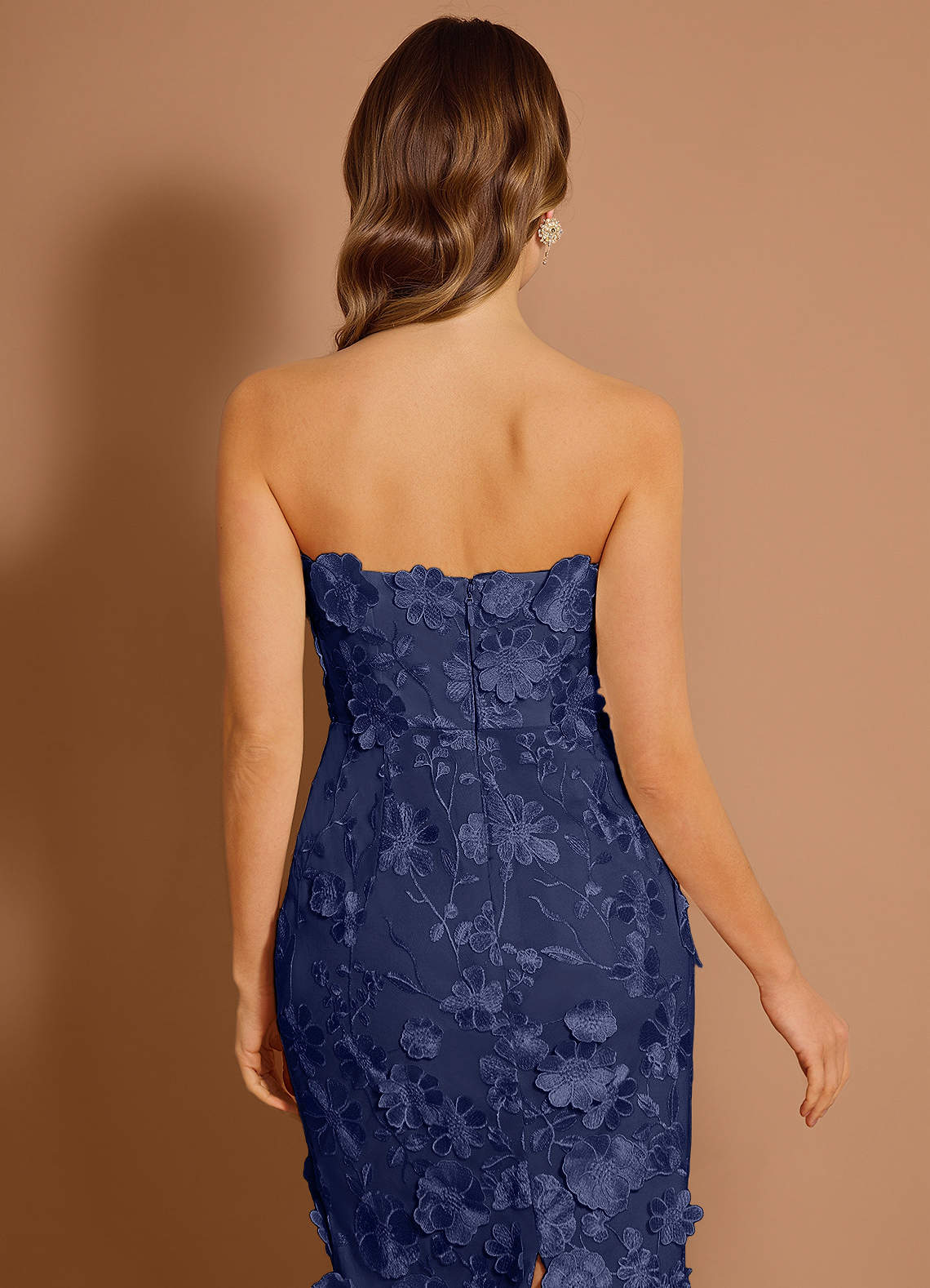 Della Dark Navy Midi Dress | Azazie CA