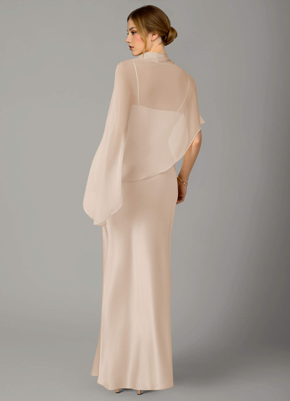 Azazie Jaleesa Bridesmaid Dresses White Alabaster A-Line High Neck Stretch Satin Dress image5
