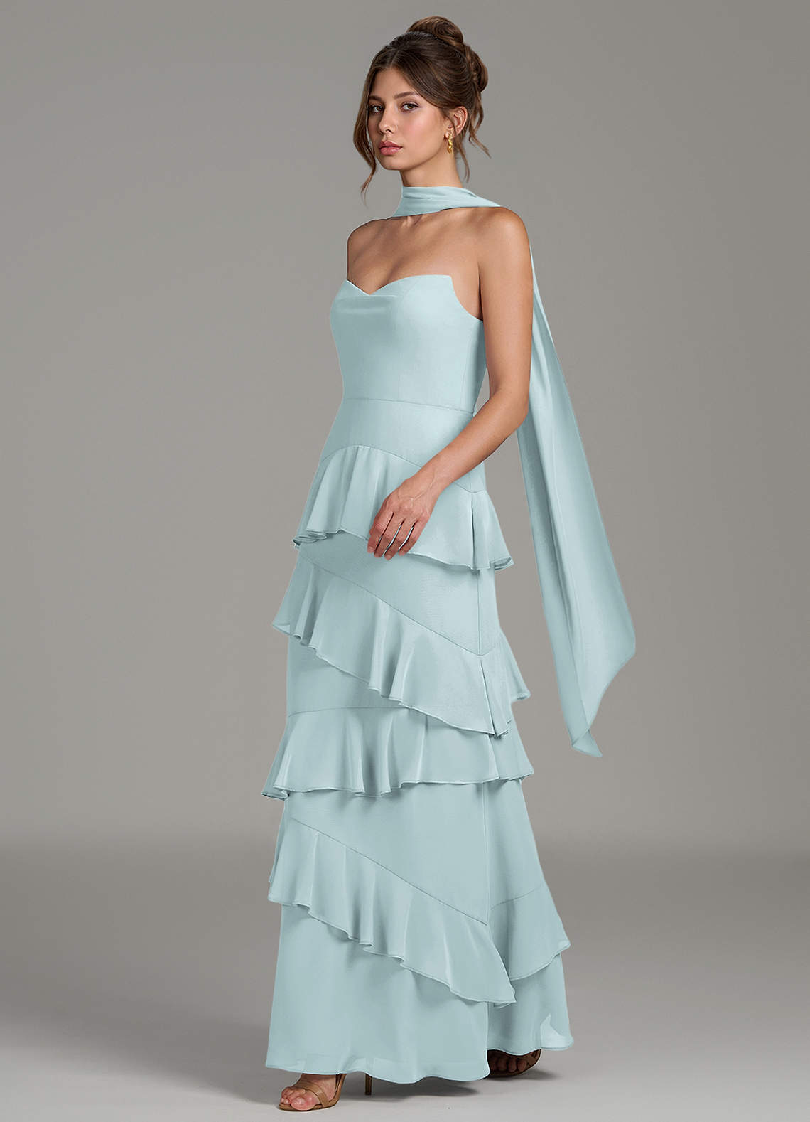 ruched chiffon bridesmaid dress KissProm