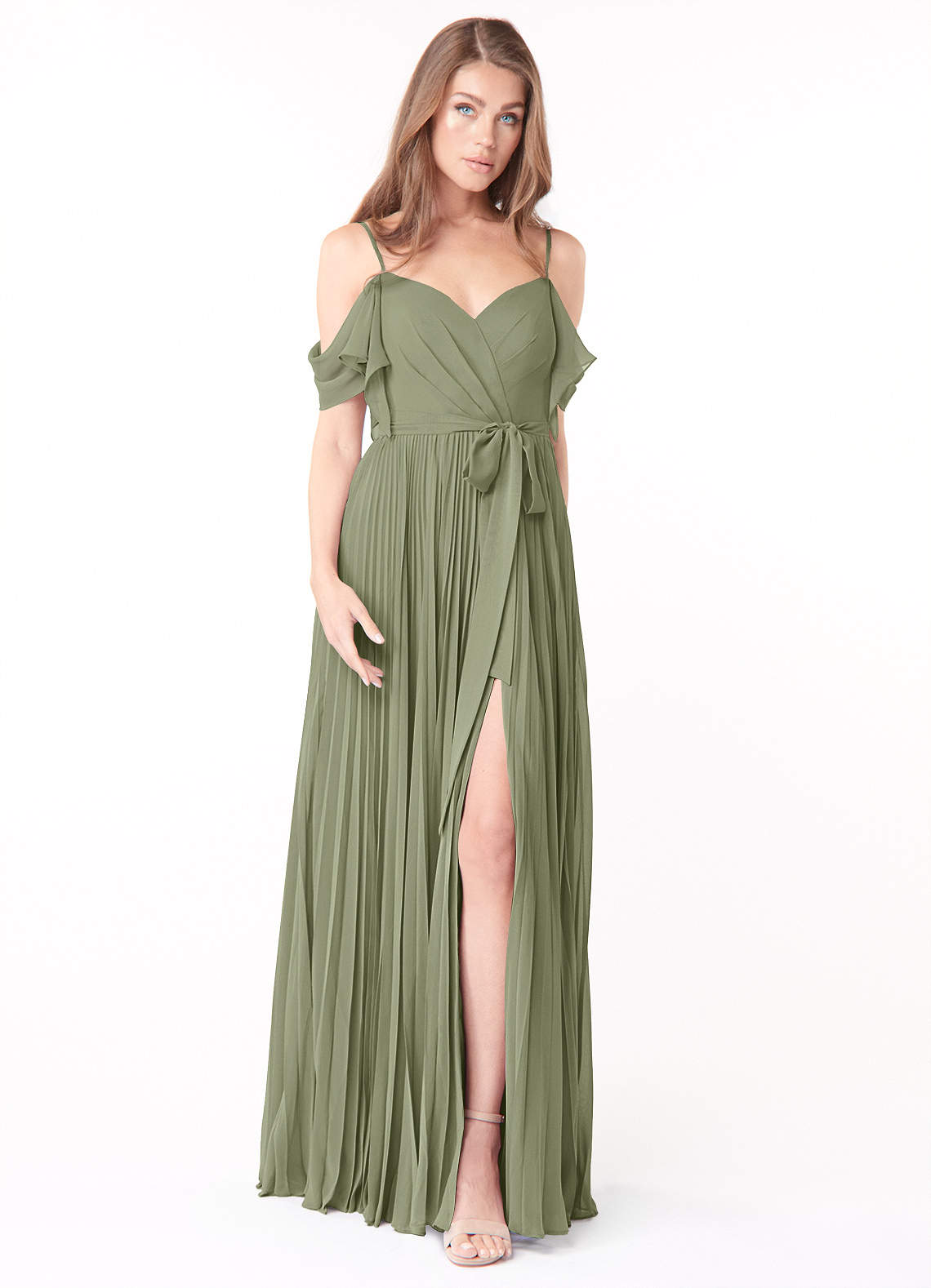 Azazie Lyney At-home Try On Dresses Dusk A-Line Off the Shoulder Chiffon Dress image1