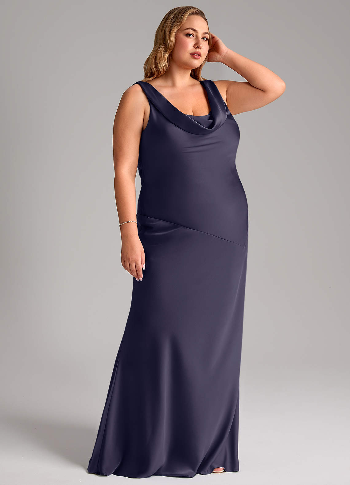Azazie Rylina Bridesmaid Dresses Stormy Mermaid Stretch Satin Dress image9