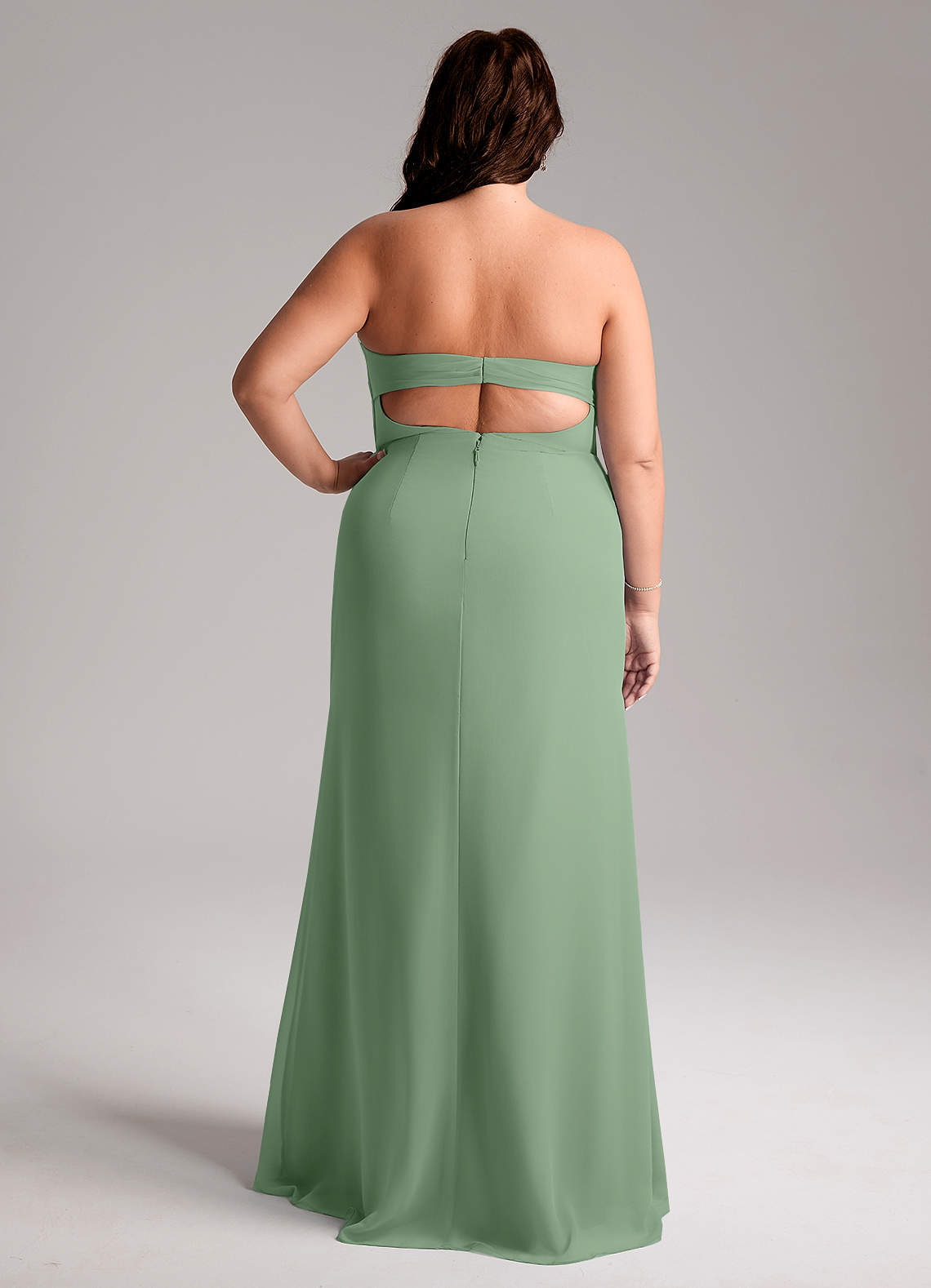 Azazie Leonis Bridesmaid Dresses Matcha Sheath Strapless Chiffon Convertible Dress image9