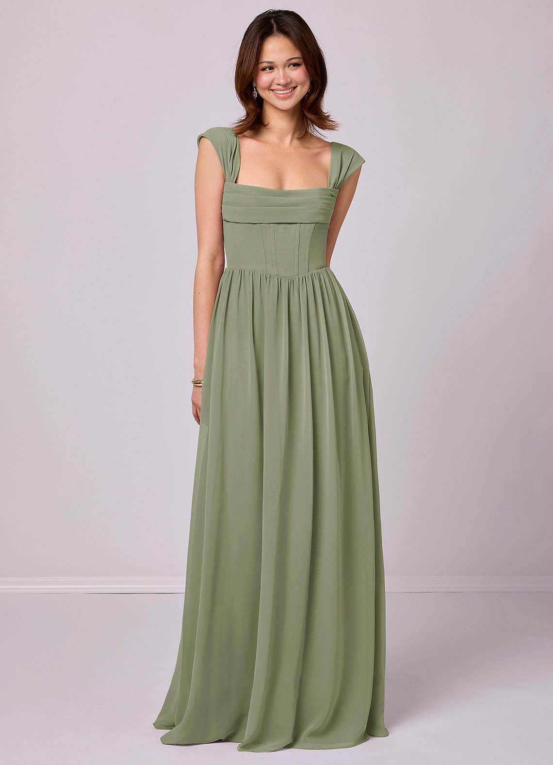Barbie ♥ Azazie Bridesmaid Dresses Pistachio A-Line Corset Chiffon Dress image1