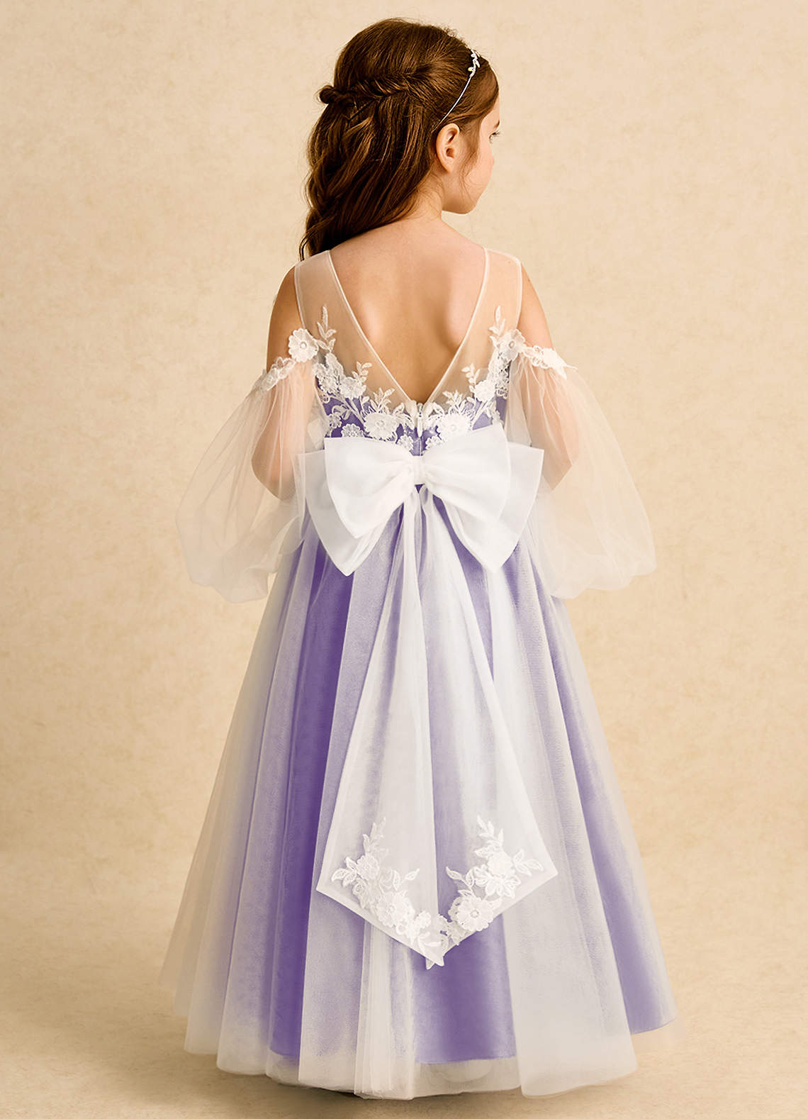 Azazie Zimi Abiti da Ragazza di Fiori Abito Principessa in Tulle Scollo a Cuore Tahiti image1