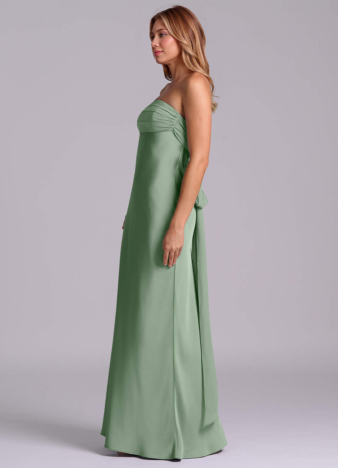 Azazie Ailanie Klänningar att prova hemma Klä av Tubklänning i Stretch Satin Axelbandslös Himmelsblå image5