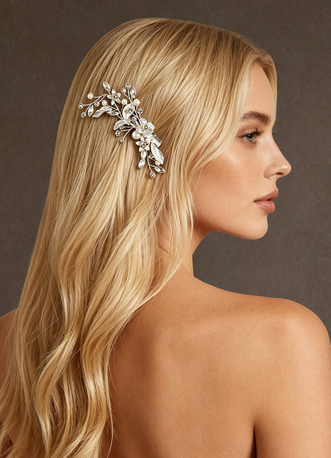 front Pearl Floral Hair Clip