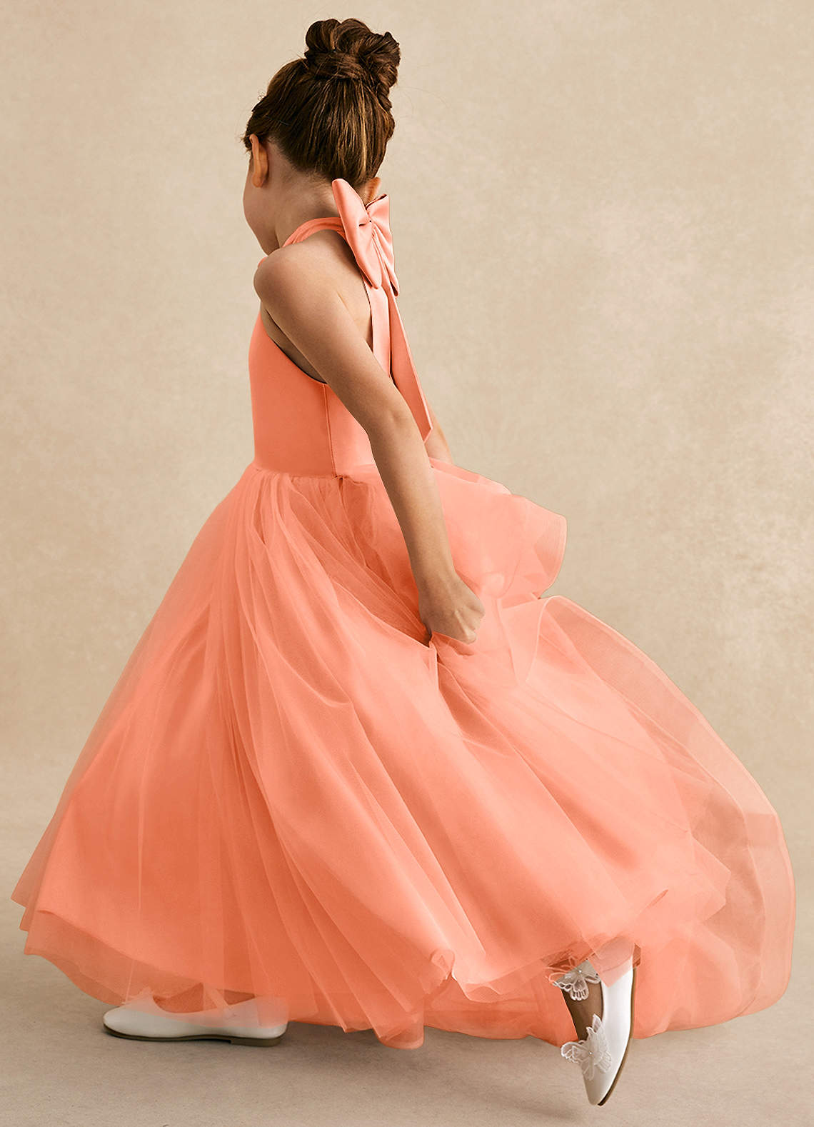 Azazie Bev Flower Girl Dresses Sunset A-Line Convertible Tulle Dress image6