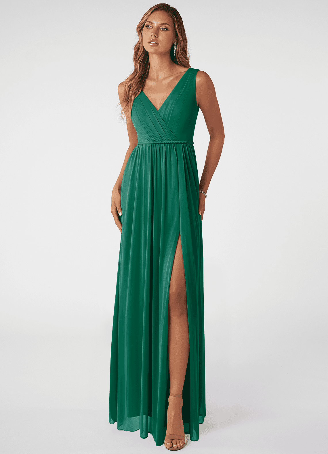 high-neck mesh bridesmaid dress with full skirt Embroidered Mesh A-Line High Neck Bridesmaid Dress