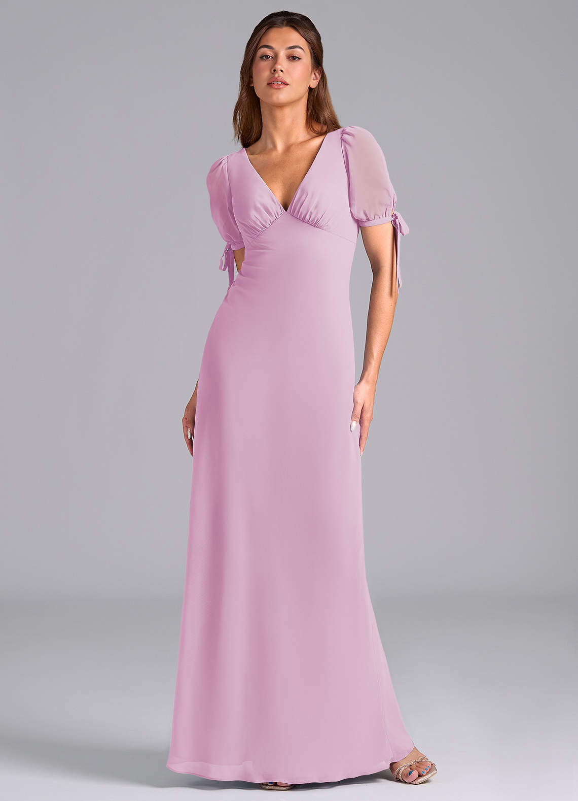 Azazie Pheby Bridesmaid Dresses Candy Pink A-Line Pleated Chiffon Dress image1