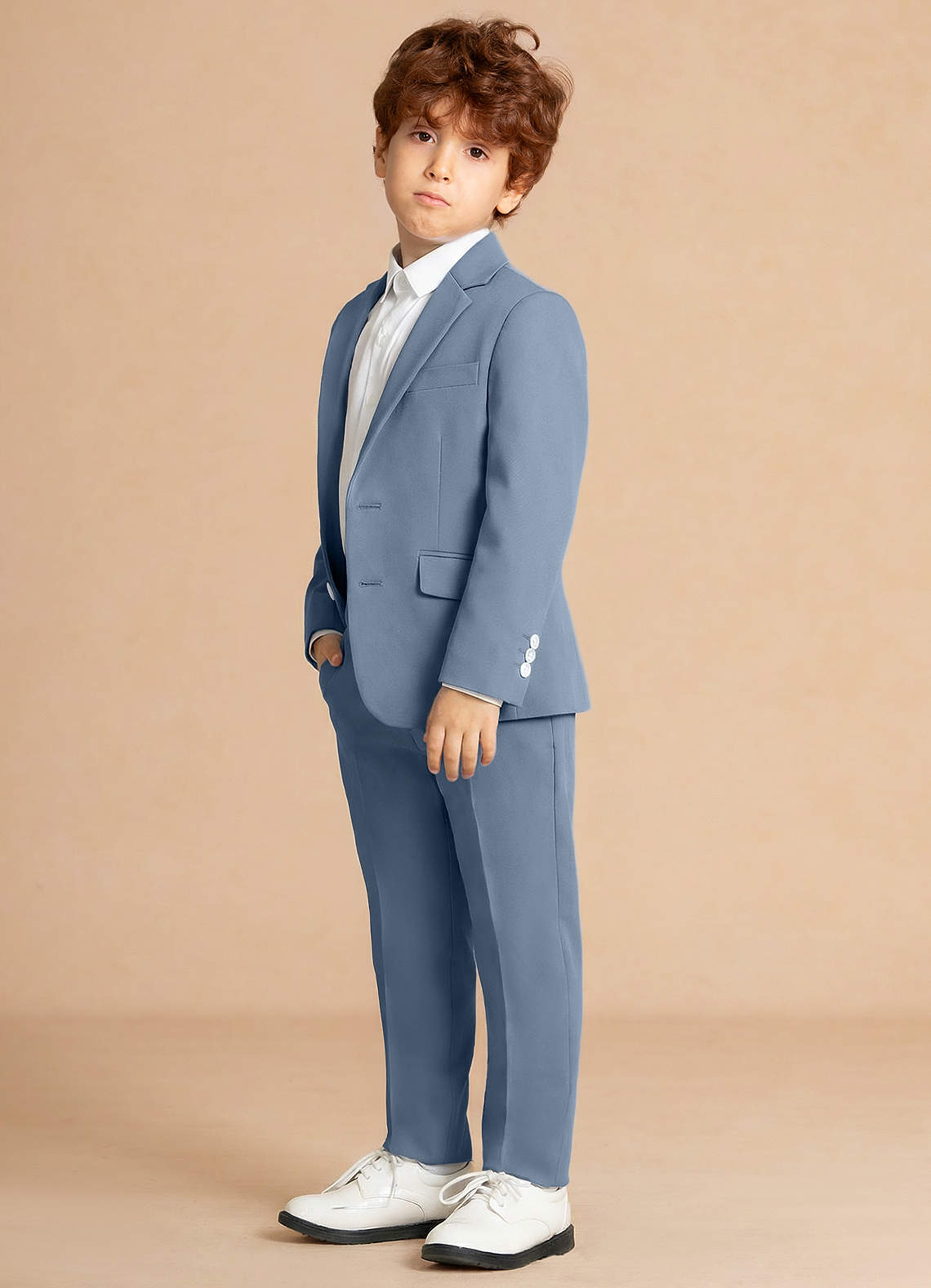 front Finn Dusty Blue Boy 2-Piece Suit