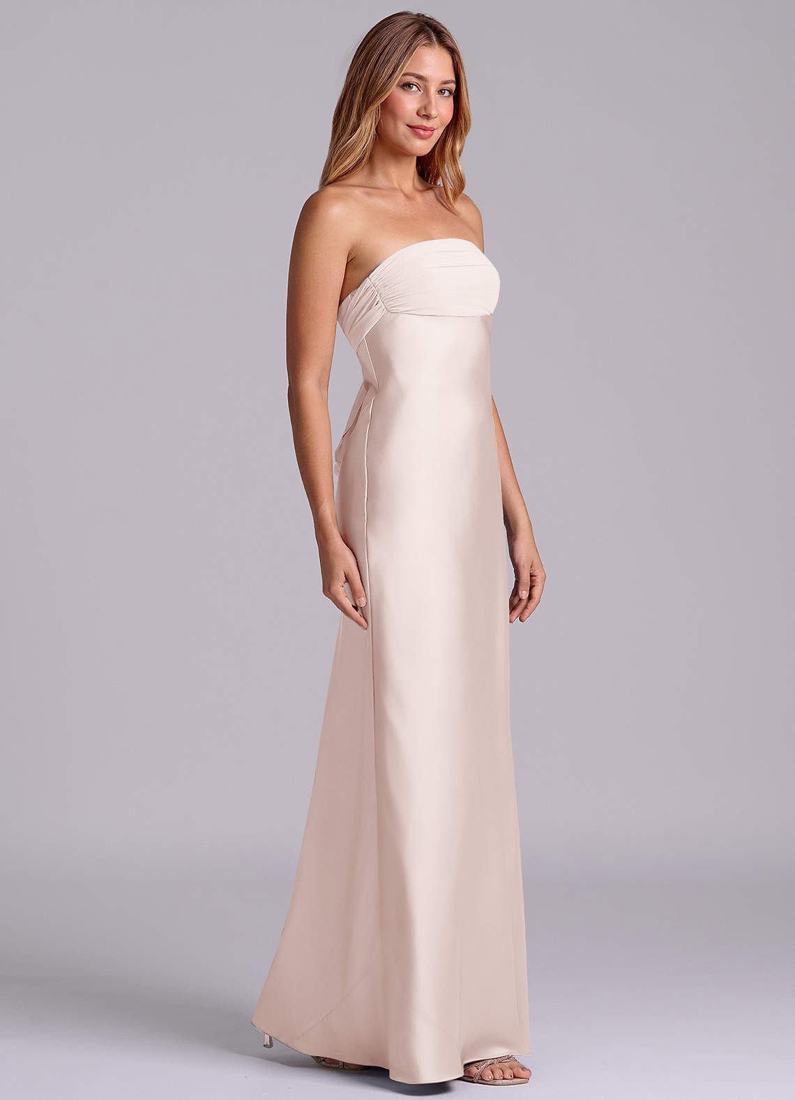 Azazie Ailanie Brudtärnklänningar Klä av Tubklänning i Stretch Satin Axelbandslös Rodnande Rosa image3