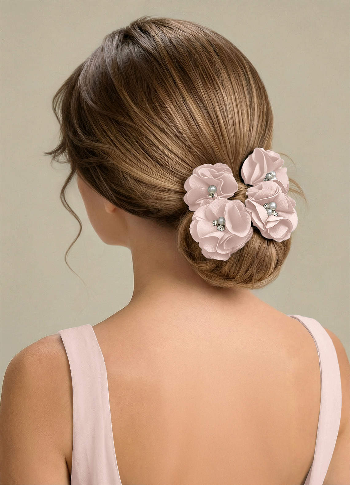 front Four-Piece Matching Color Stretch Satin Hair Clip Set