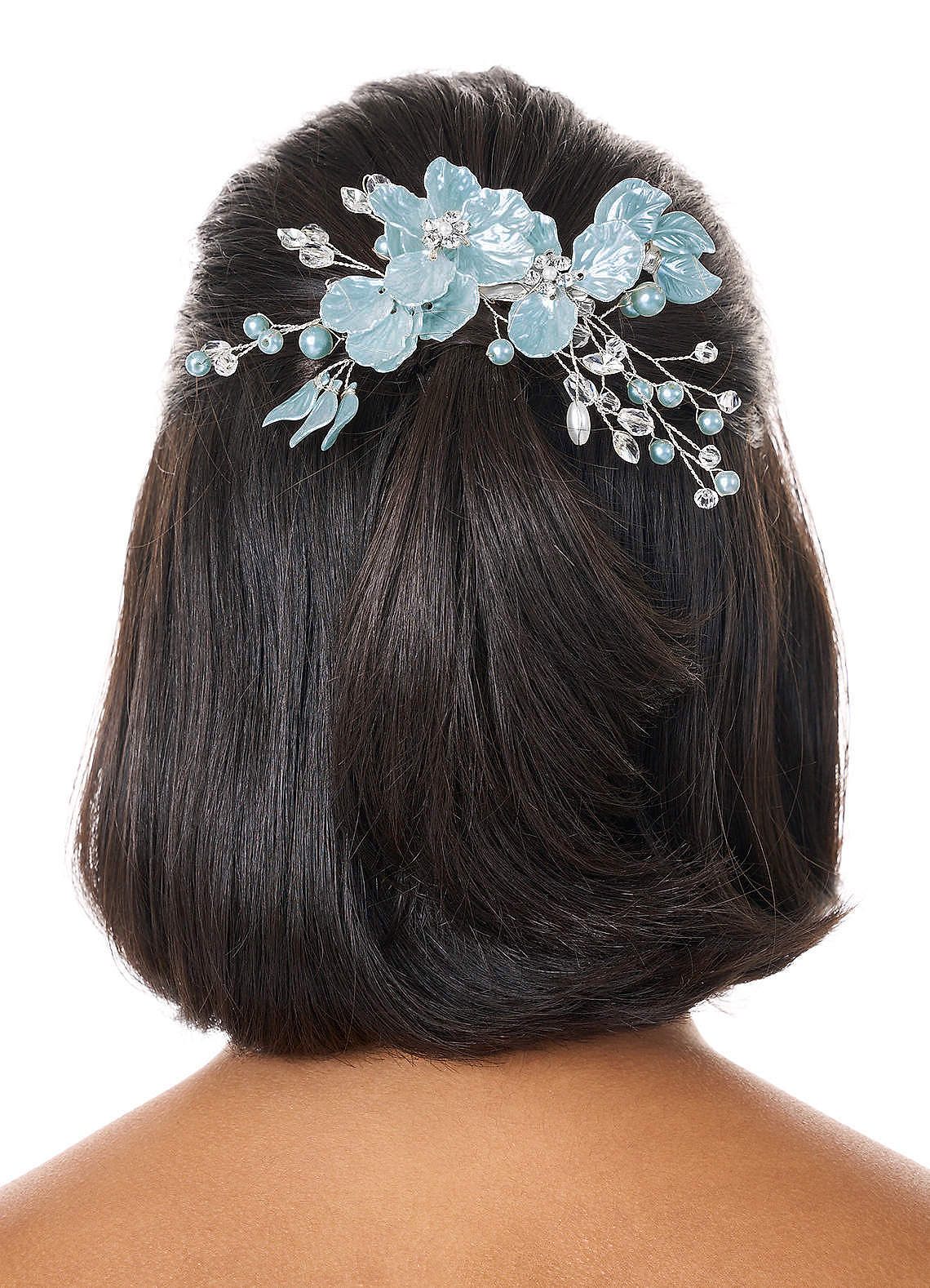 front White Floral And Pearl Crystal Hair Clip