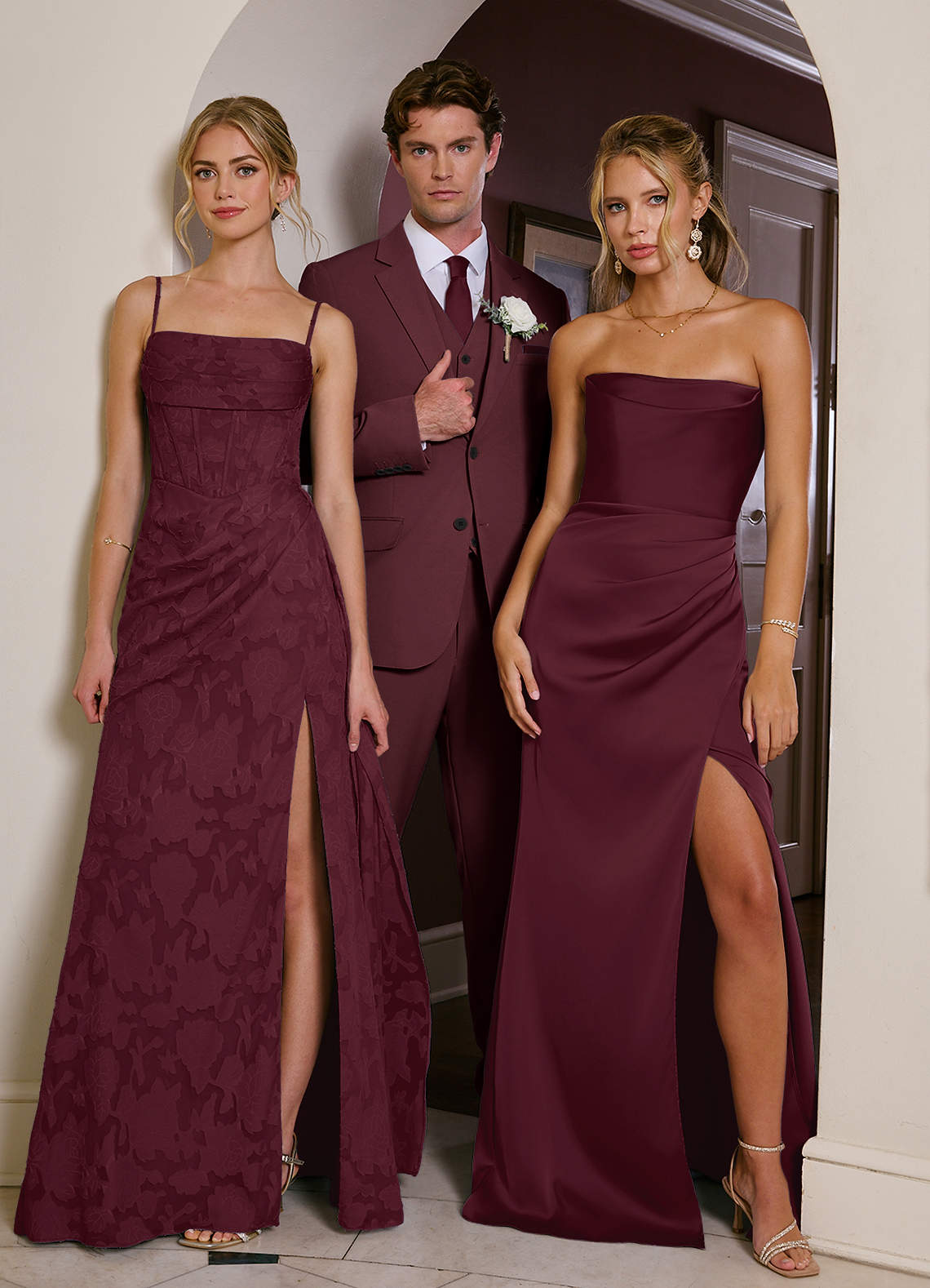 front James Cabernet Structured Stretch Suit