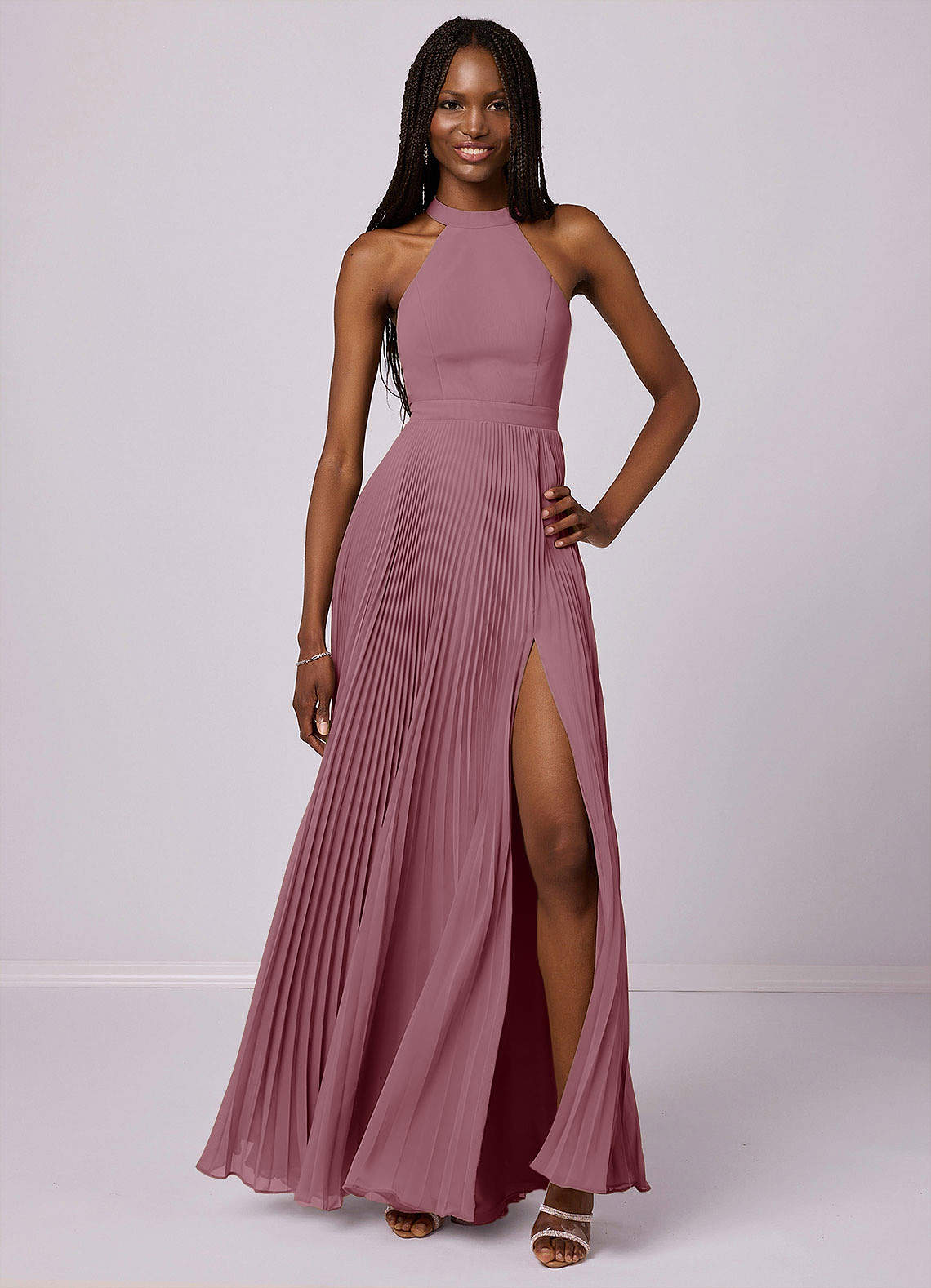 Barbie ♥ Azazie Bridesmaid Dresses Vintage Mauve A-Line Pleated Chiffon Dress image1
