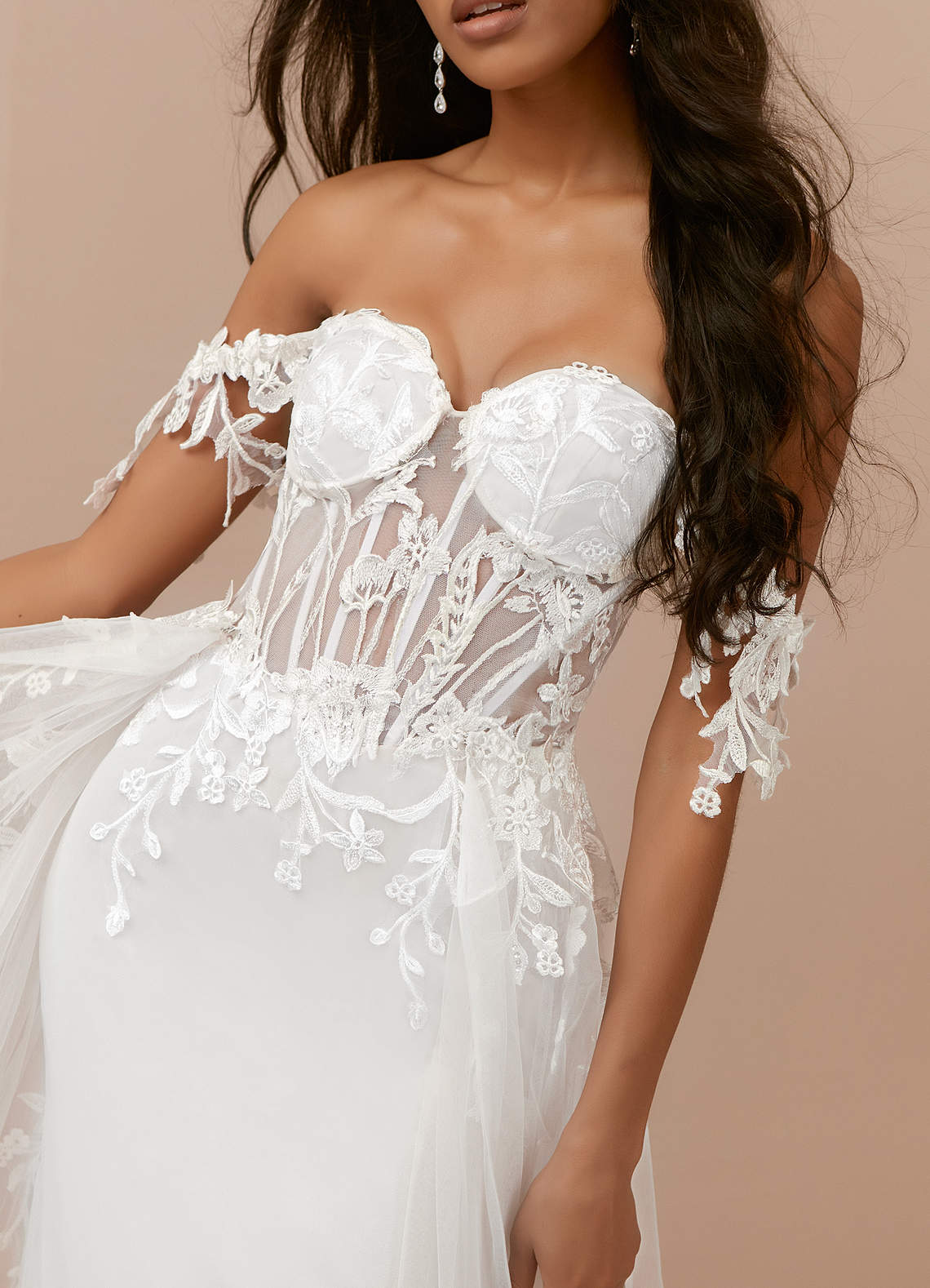 Azazie Evergarden Wedding Dresses Diamond White A-Line Sequins Tulle Dress image7