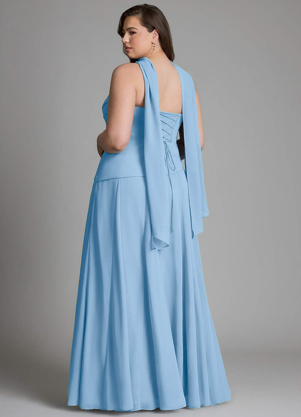 Azazie Gabriela Bridesmaid Dresses Powder Blue A-Line Corset Chiffon Dress image13