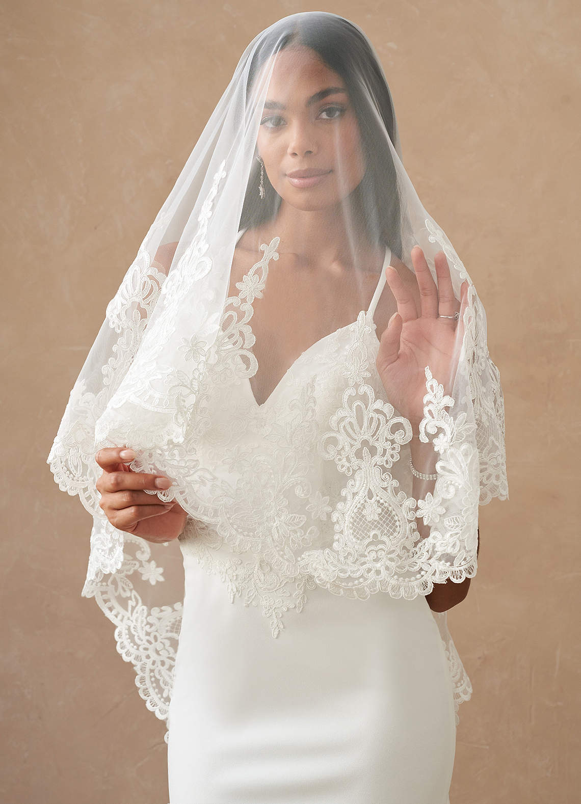 front Princess Lace Cathedral Veil With Blusher