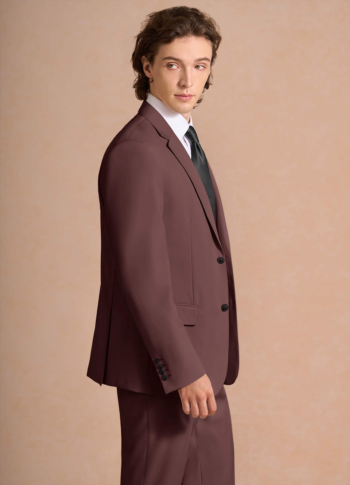 front James Espresso Structured Stretch Suit Jacket