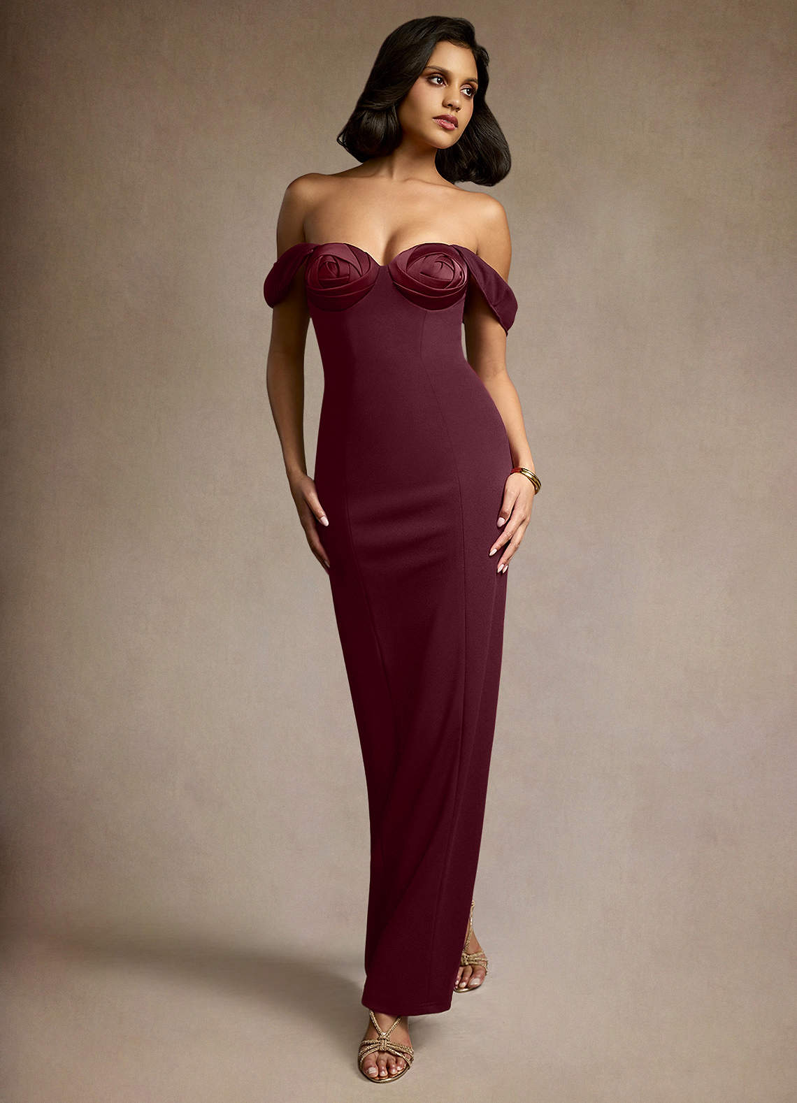 Sofie Wine Off Shoulder Gown image1