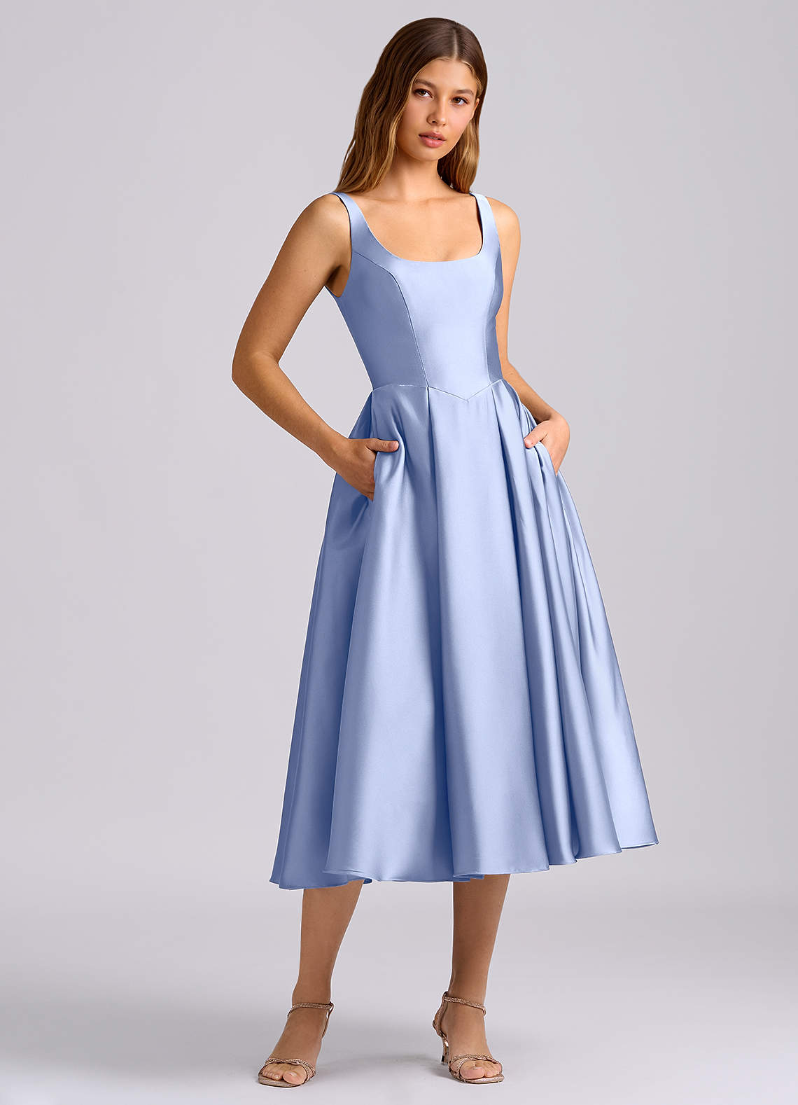 blue dress for baby girl Mint Green Tea Length 50s Style Vintage Bridesmaid Dress main image 1