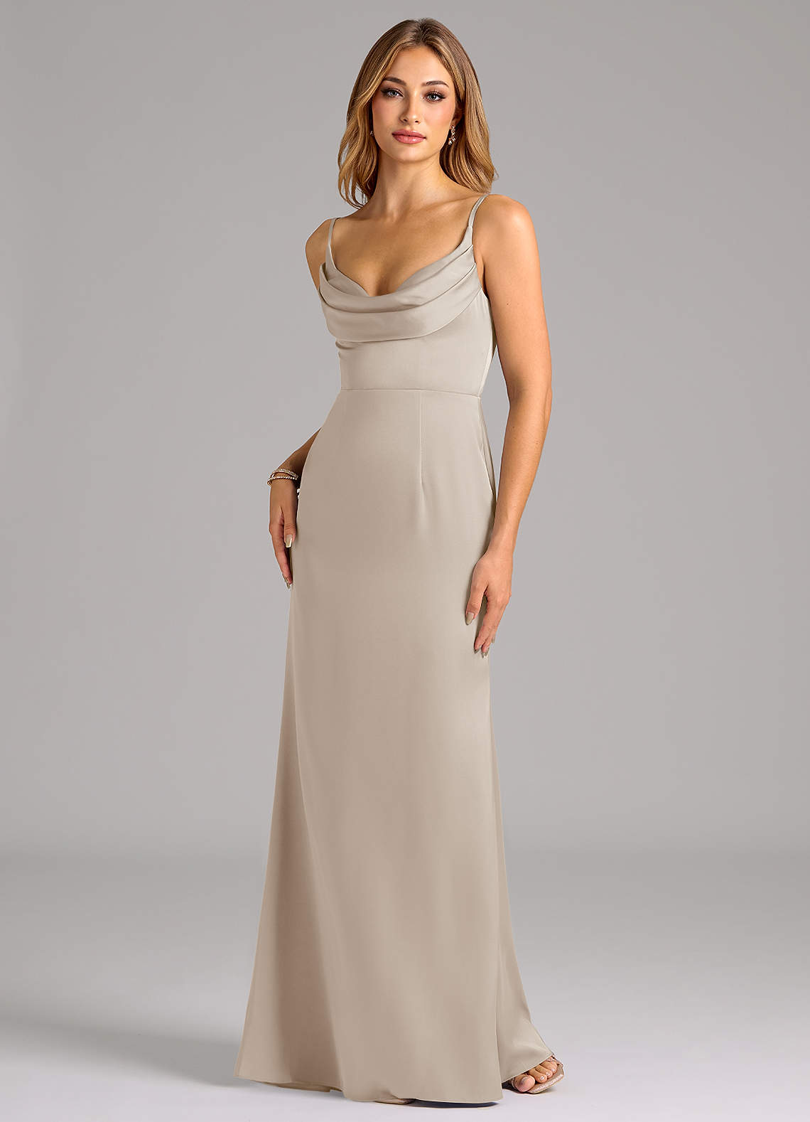 Azazie Aimee Bridesmaid Dresses Frost A-Line Sweetheart Neckline Stretch Satin Dress image1