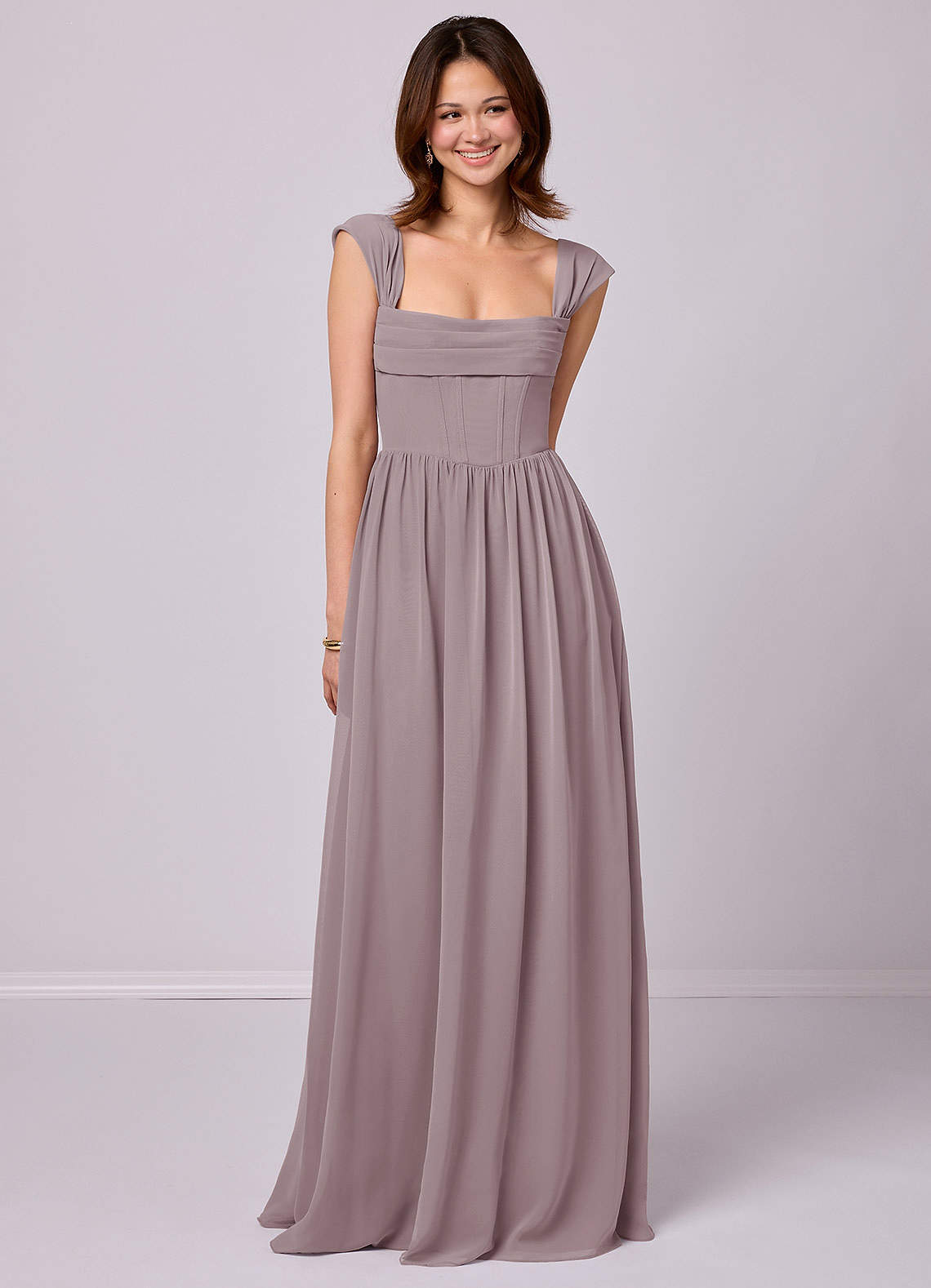 Barbie ♥ Azazie Bridesmaid Dresses Dusk A-Line Corset Chiffon Dress image1