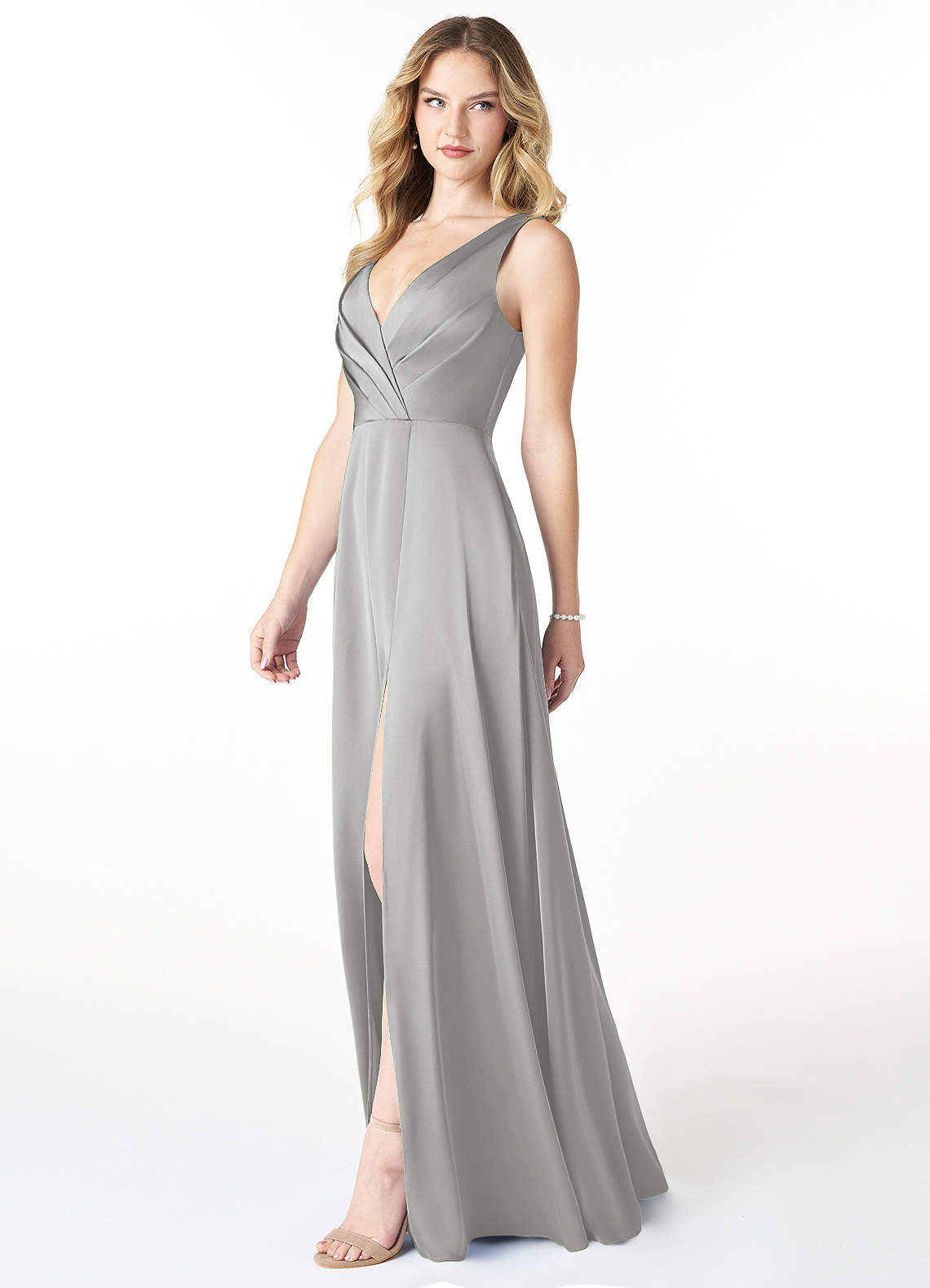 azazie silver bridesmaid dress Azazie Saige