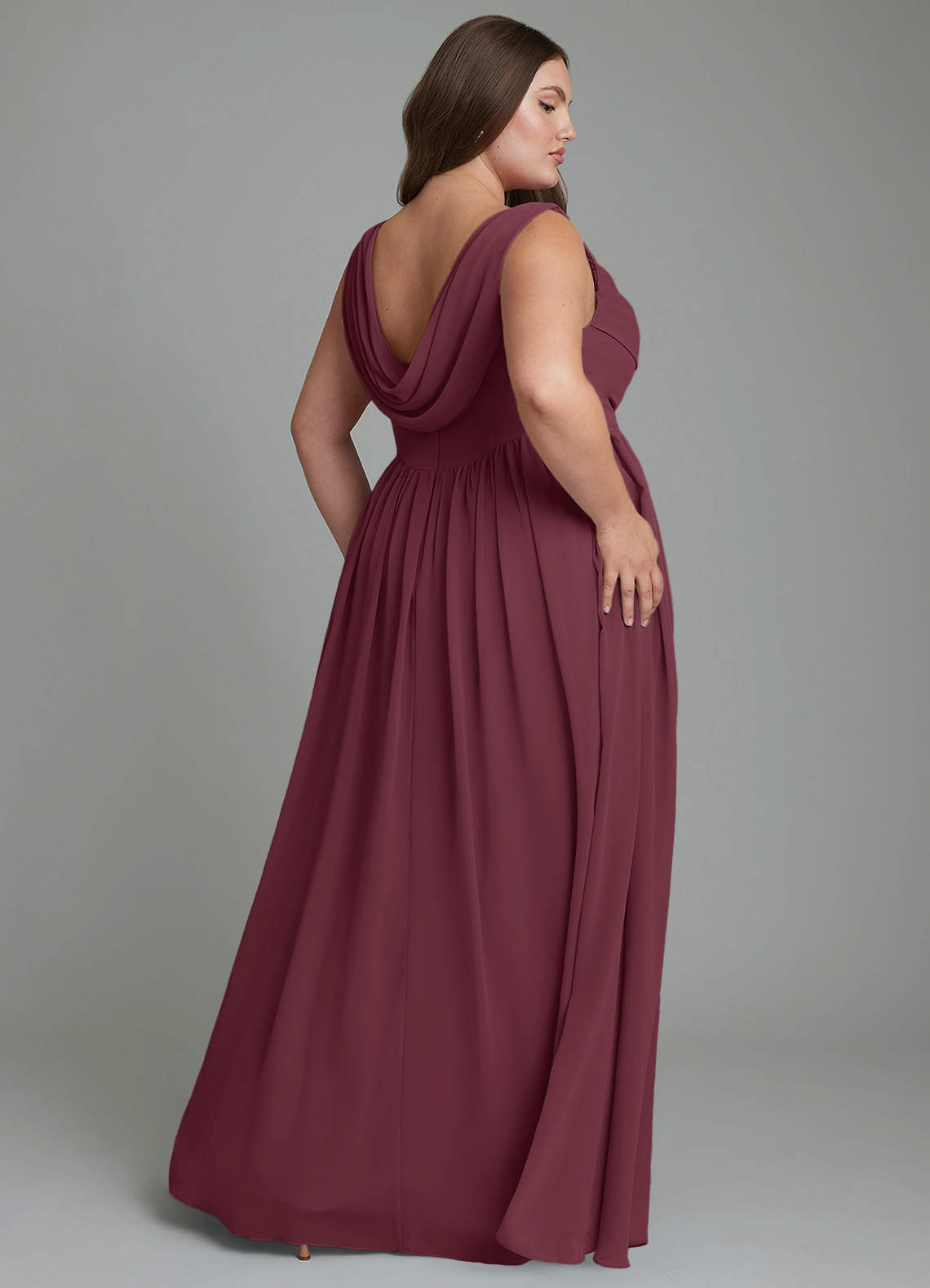 Azazie Novi Bridesmaid Dresses Cabernet A-Line Pleated Chiffon Dress image7