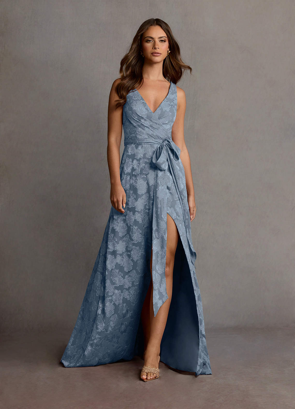 blue dress for baby girl Turquoise Chiffon V-Neck Bridesmaid Dress A-Line Floor-Length main image 0