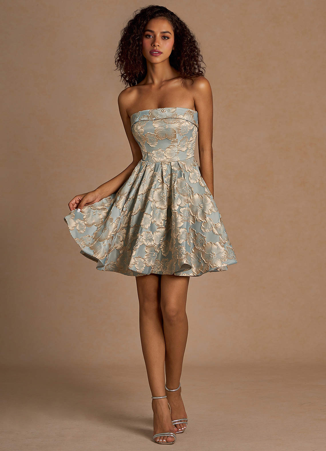 navy blue dress for baby girl Ladivine KV1133 Elegant Mini A-Line Dress with DropWaist Greenery / 12 main image 1