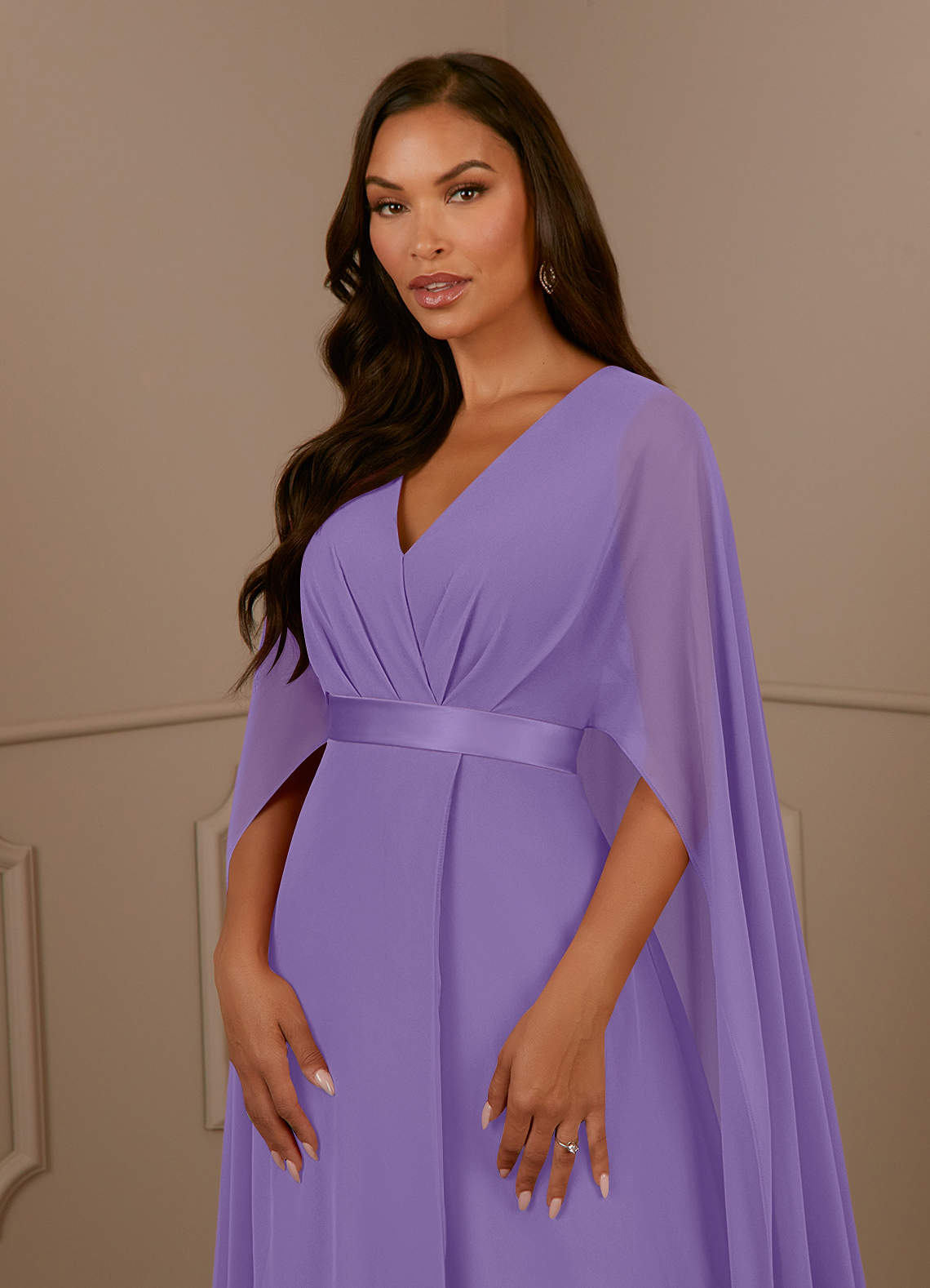 Azazie Isa Tahiti A-Line V-Neck Pleated Chiffon Dress | Azazie