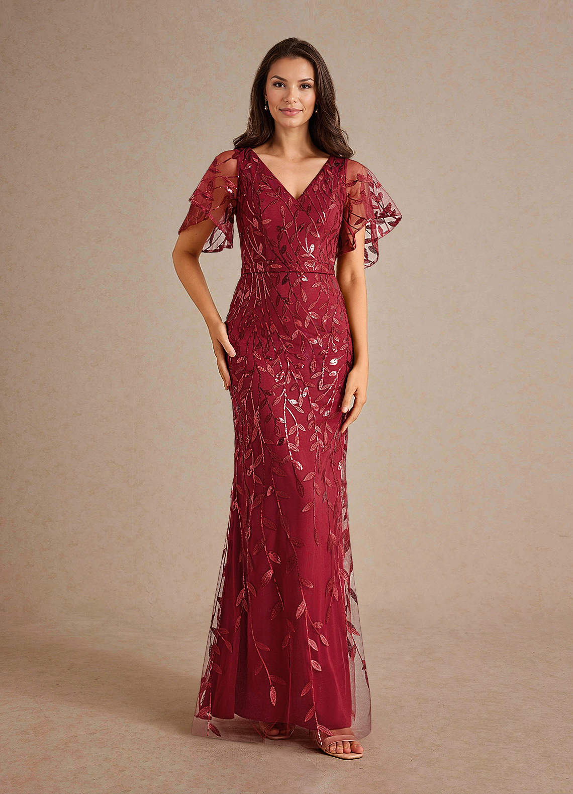 Azazie Milan Kleider für die Brautmutter Etui Pailletten Kleid Cabernetrot image1