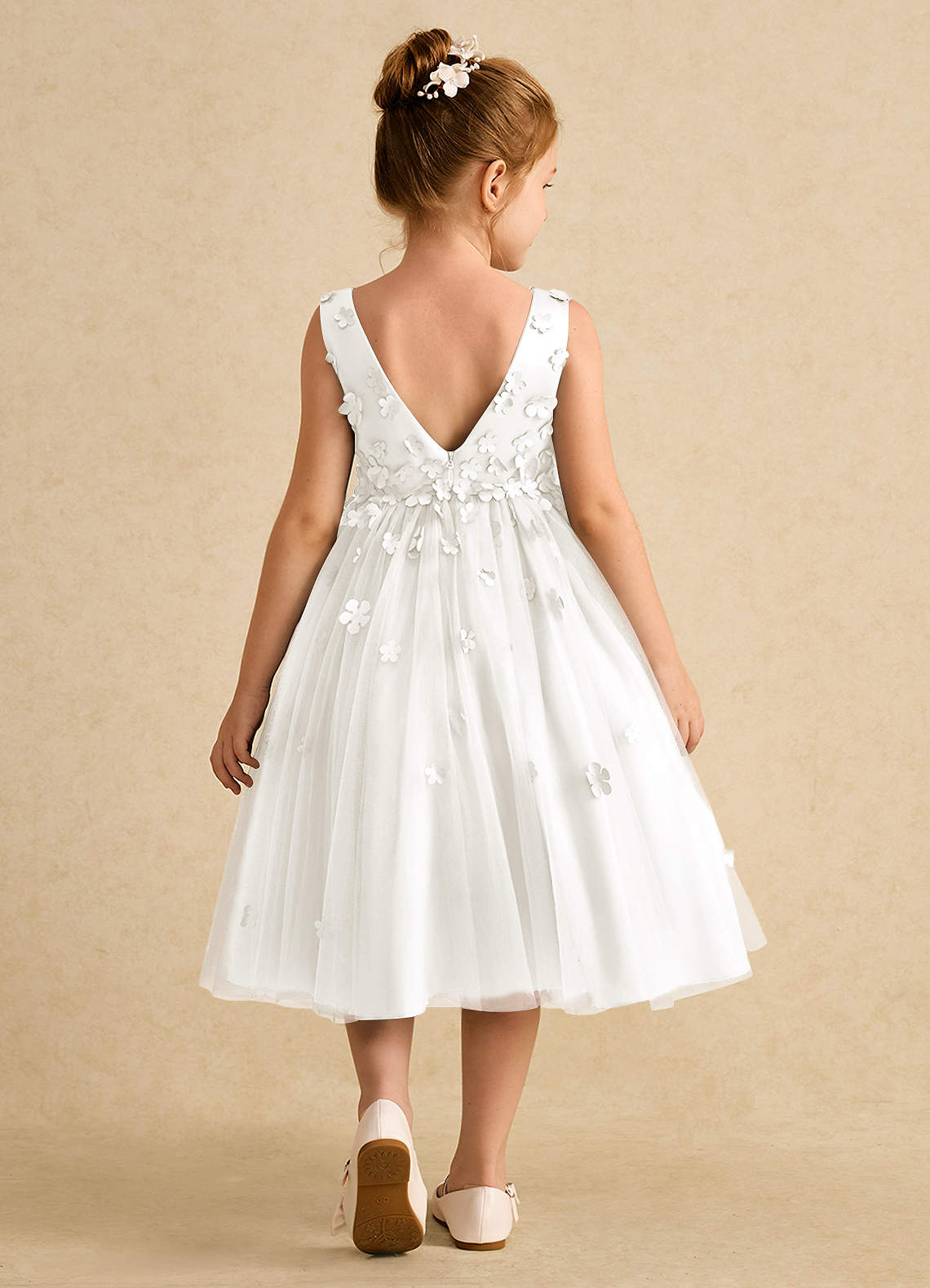 Azazie Lana Flower Girl Klänningar Klä A-Line i Matt satäng Ärmlös image1