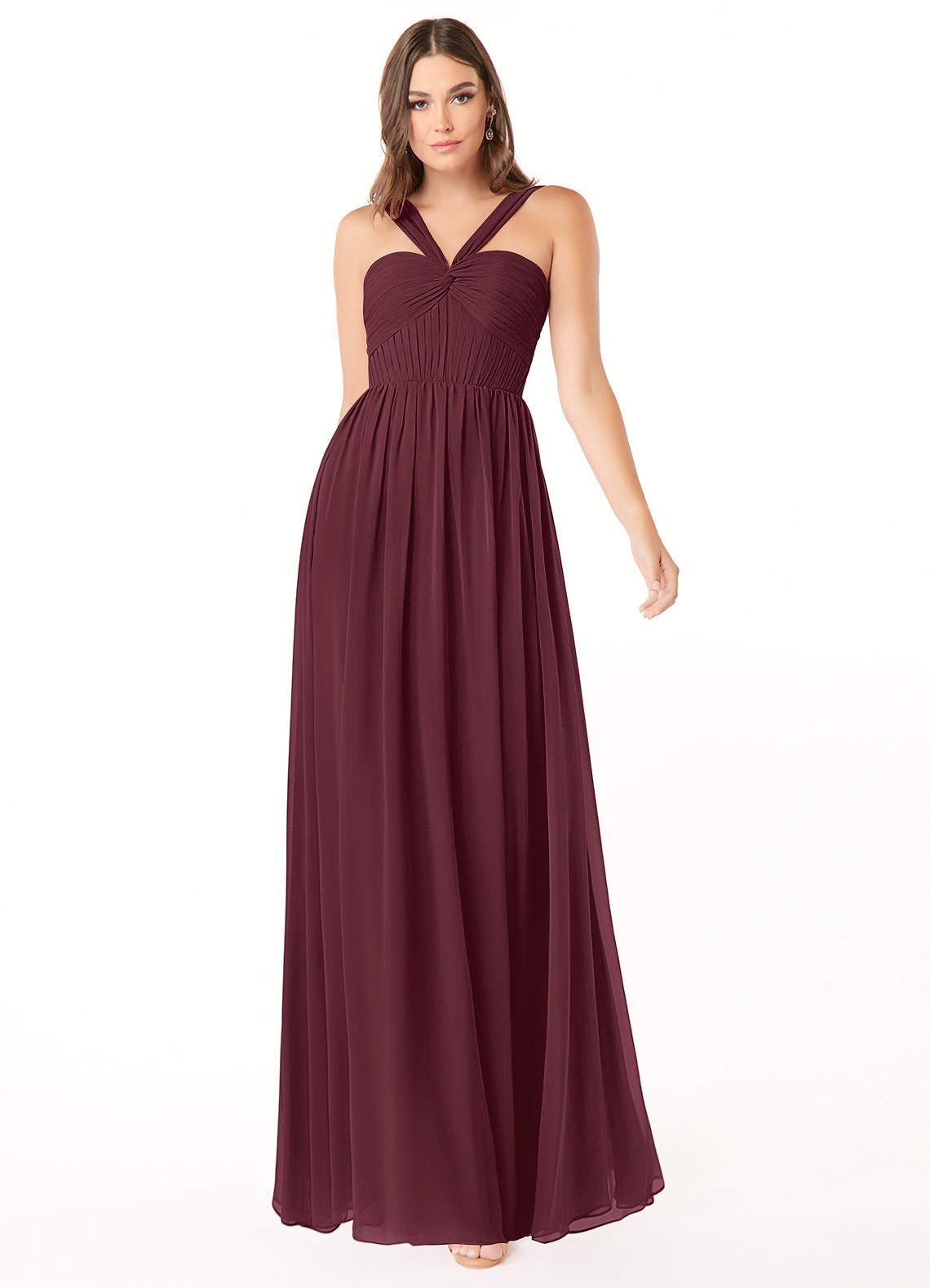 Azazie Dionne Bridesmaid Dresses Cabernet A-Line Corset Chiffon Dress image1
