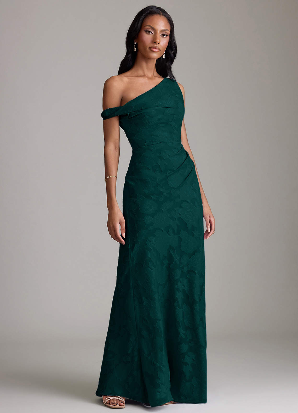 Azazie Emerson Vestidos de damas de honor Vestido de Pino de Devorado Floral de Corte Sirena con Vestidos sin tirantes image3