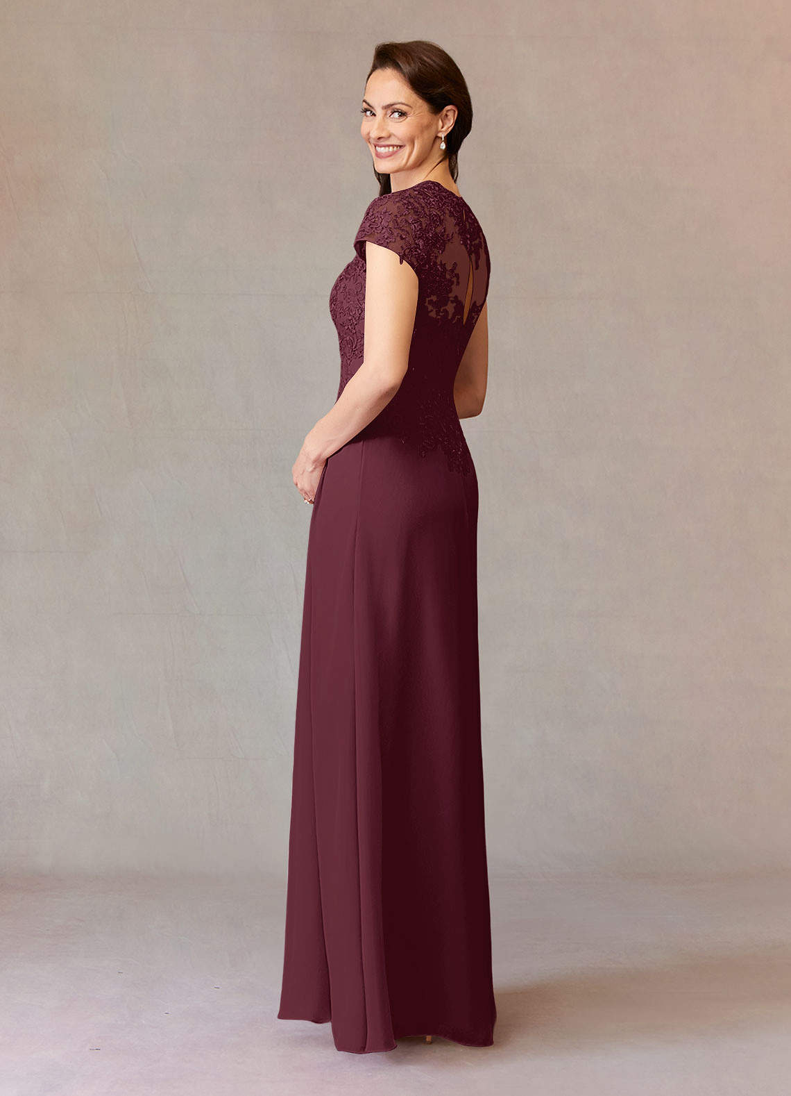 Azazie Junie Mother of the Bride Dresses Cabernet A-Line Lace Chiffon Dress image7