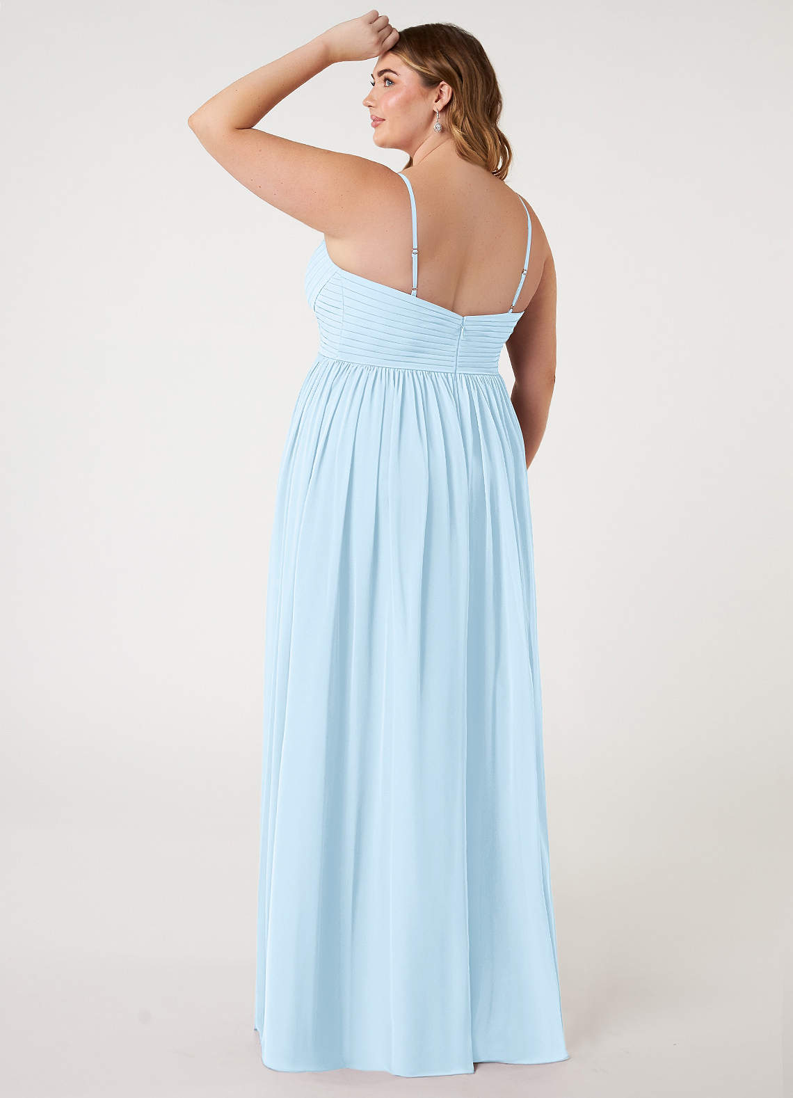 Azazie Alia Bridesmaid Dresses Sky Blue A-Line Pleated Chiffon Dress image8