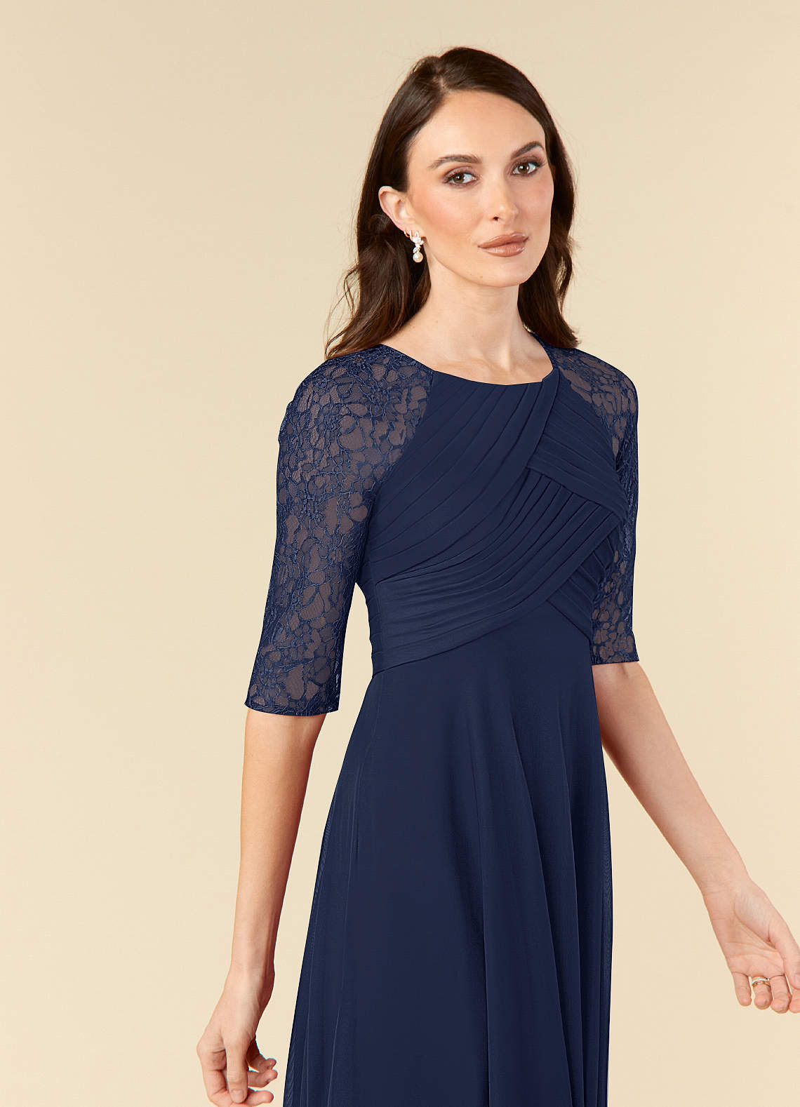 Azazie Gracelyn Mother of the Bride Dresses Dark Navy A-Line Lace Dress image4