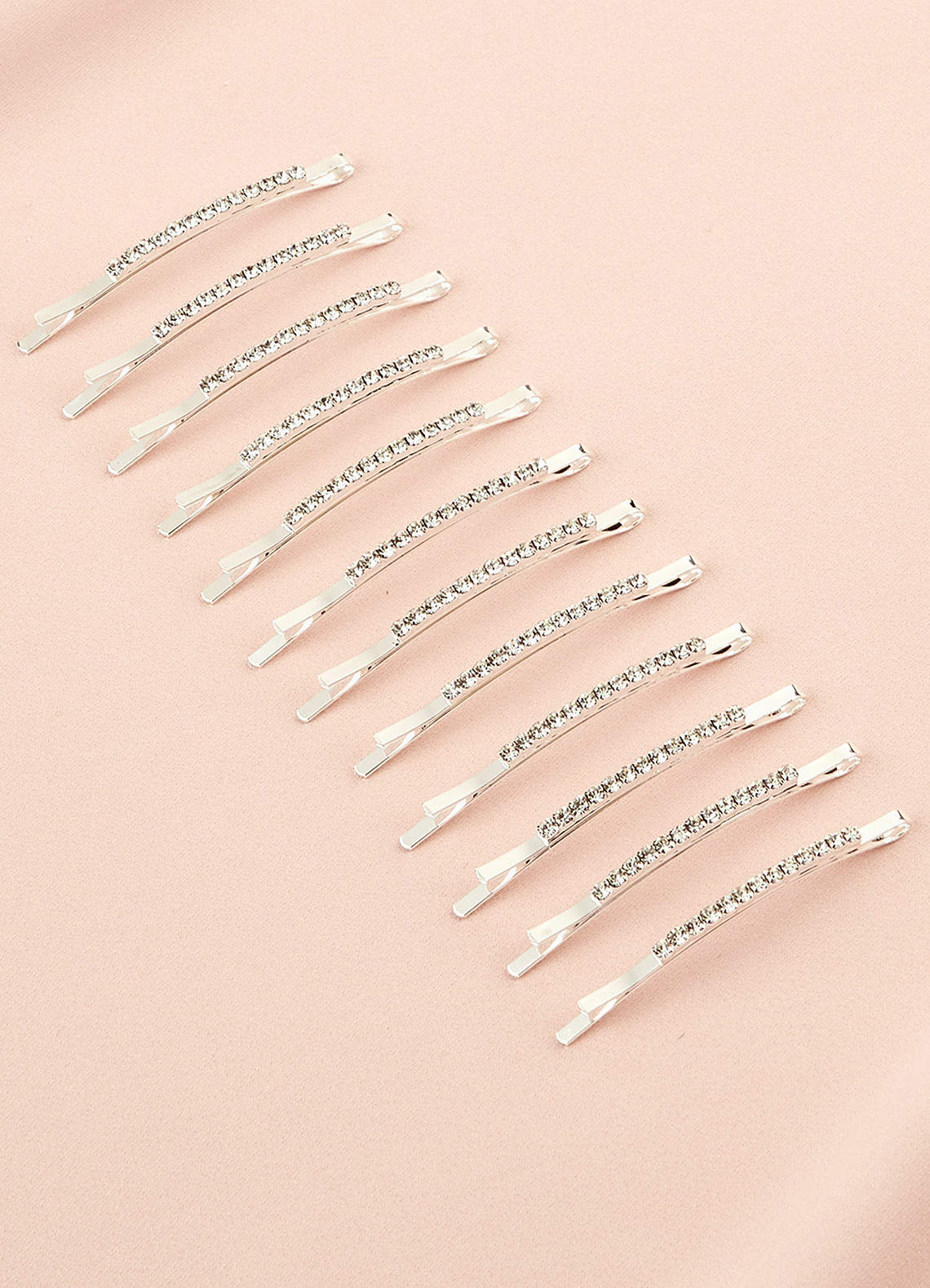 front Twelve-Piece Rhinestone Hair Clip Set