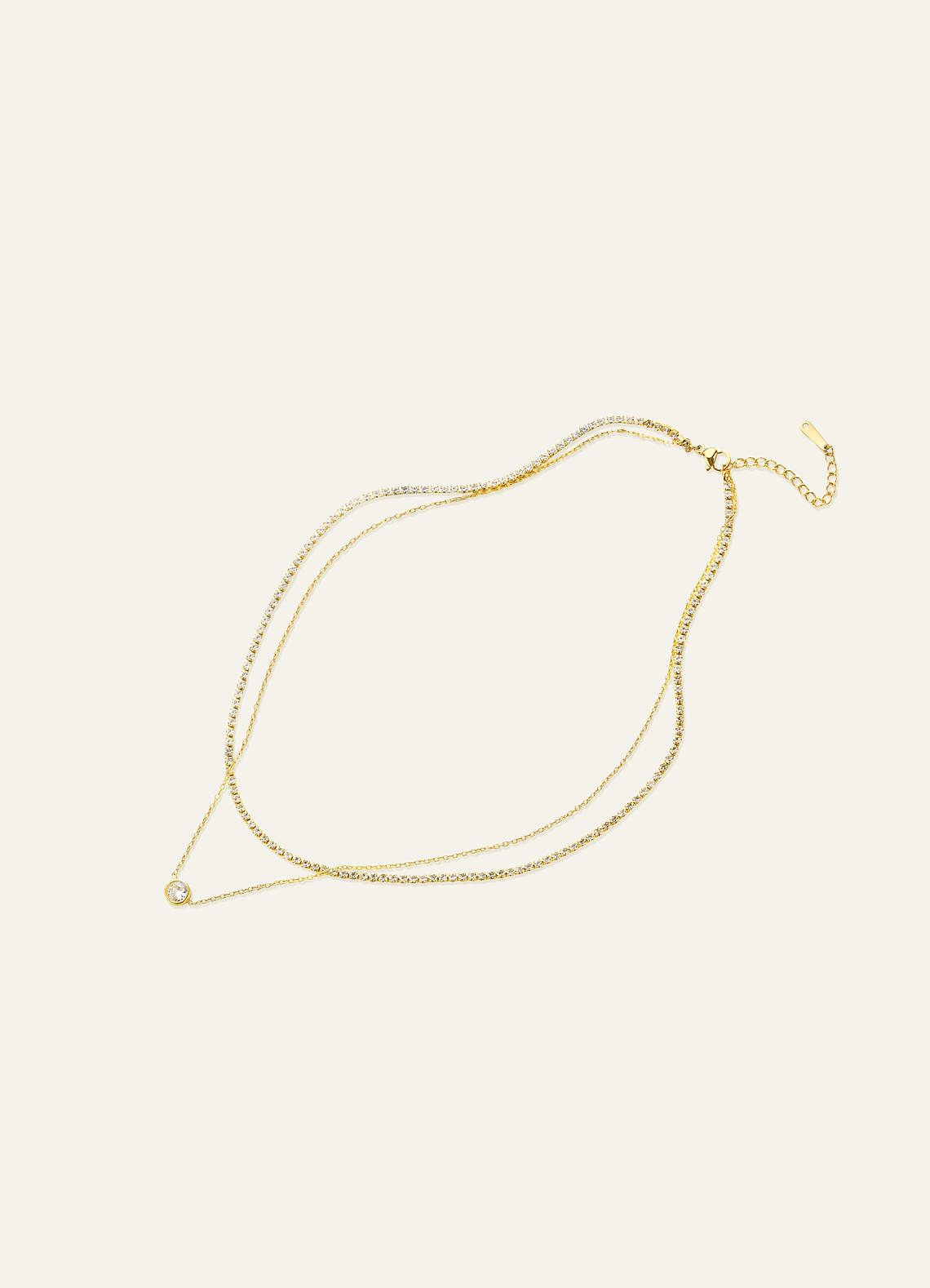 front Layered Tennis Pendant Necklace