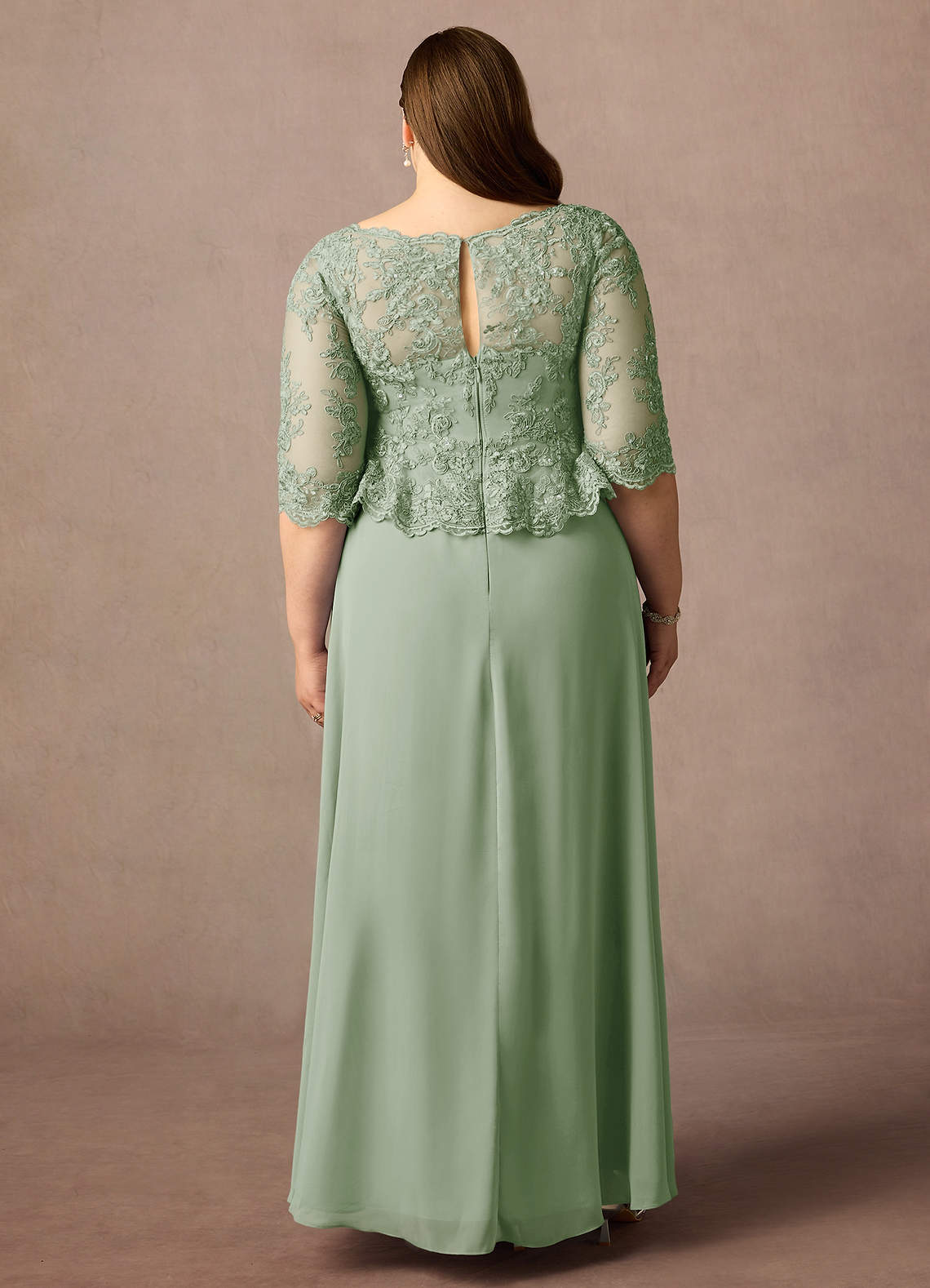 Azazie Averie Mother of the Bride Dresses Dusty Sage A-Line Boatneck Sequins Chiffon Dress image7