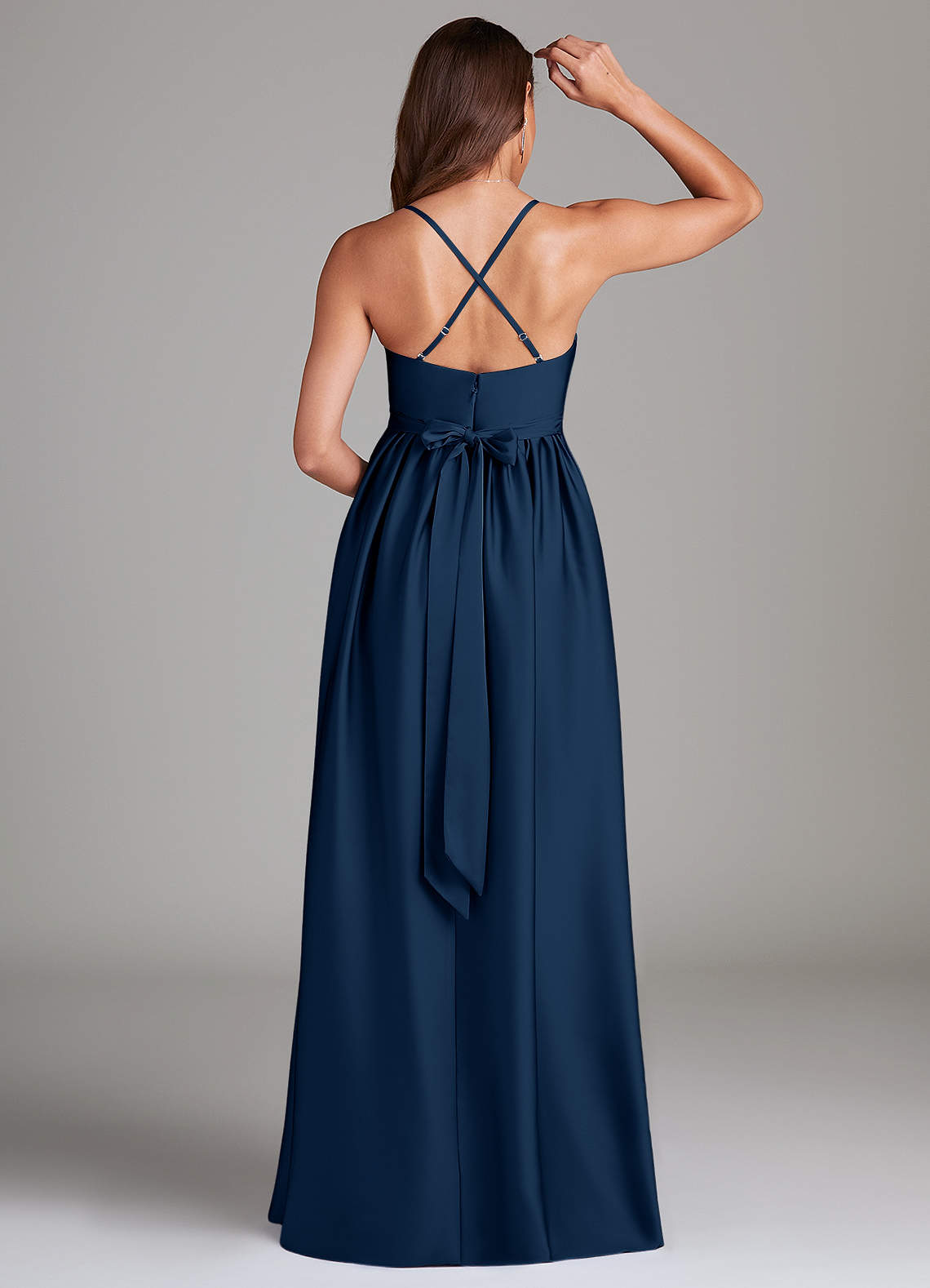 maternity bridesmaid dresses navy Sleeveless Satin Twill Maternity Dress
