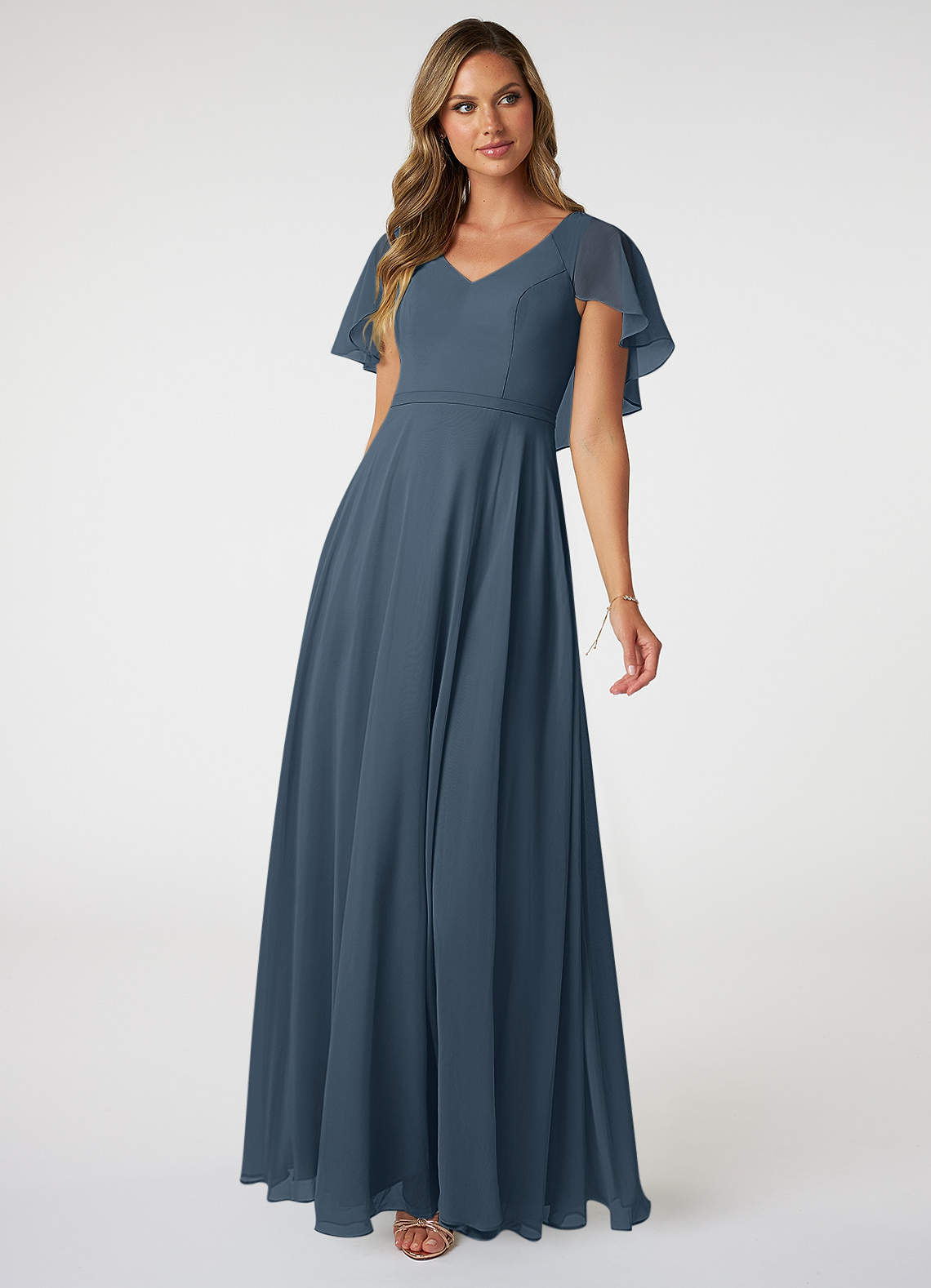 Azazie Jamie Bridesmaid Dresses Neptune A-Line Chiffon Dress image1