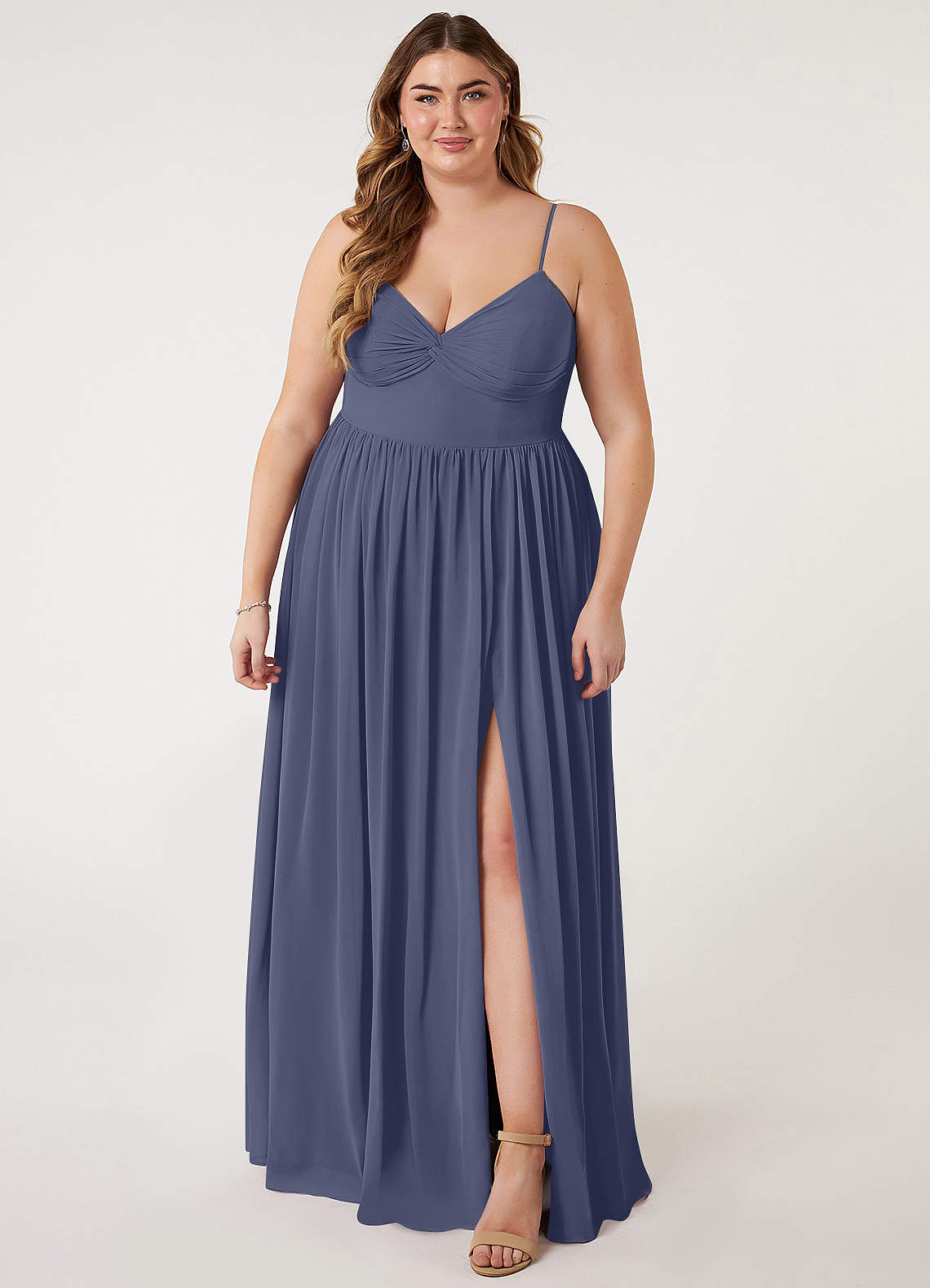 Azazie Zeya Bridesmaid Dresses Stormy A-Line V-Neck Pleated Chiffon Dress image5