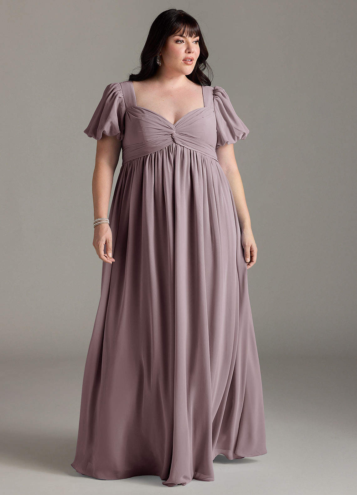 Azazie Madisynn Maternity Bridesmaid Dresses Bow Chiffon Floor-Length Dress image4
