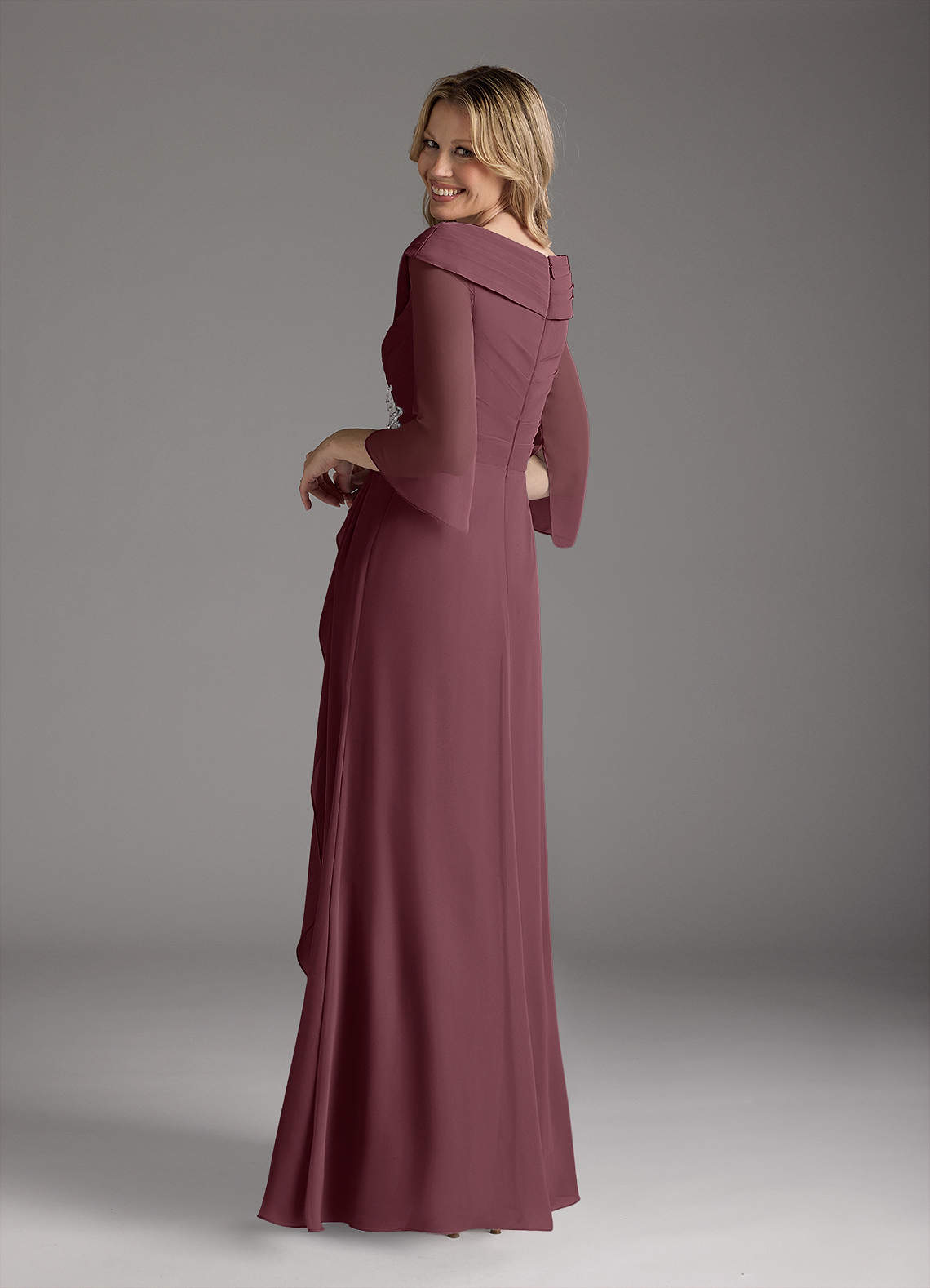 Azazie Jaycee Sangria A-Line Chiffon Dress | Azazie