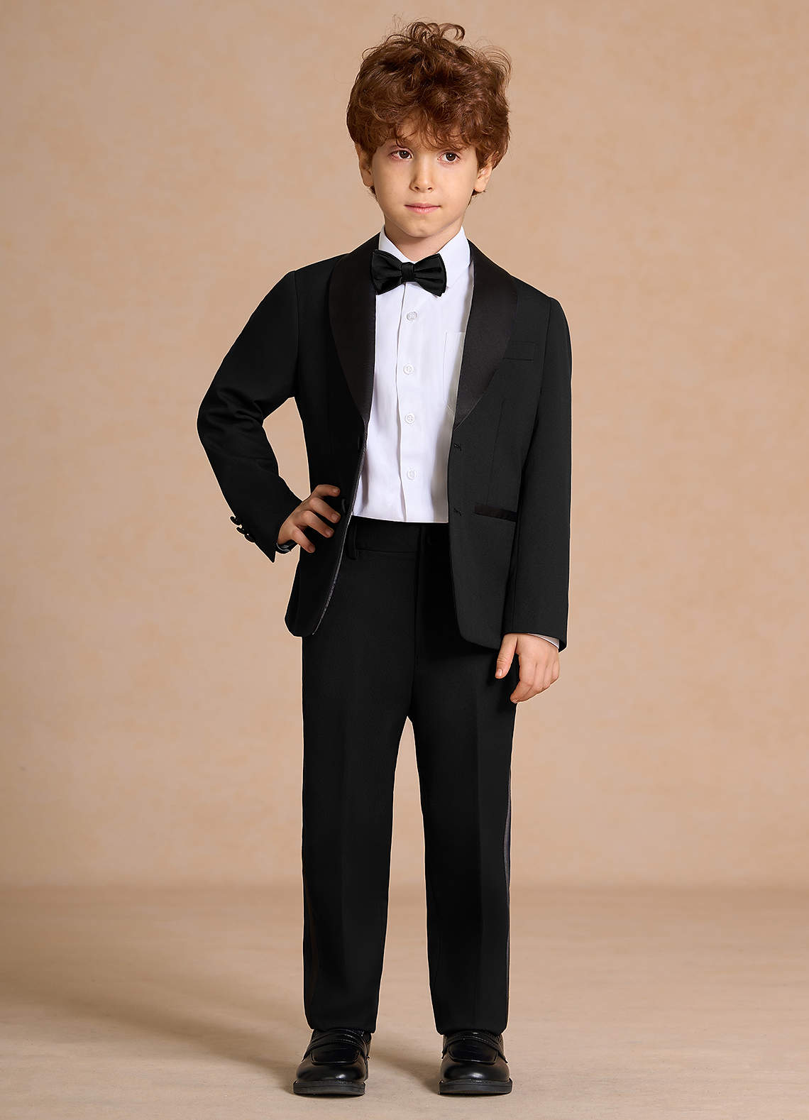 front Lucas Black Boys Shawl Lapel Tuxedos
