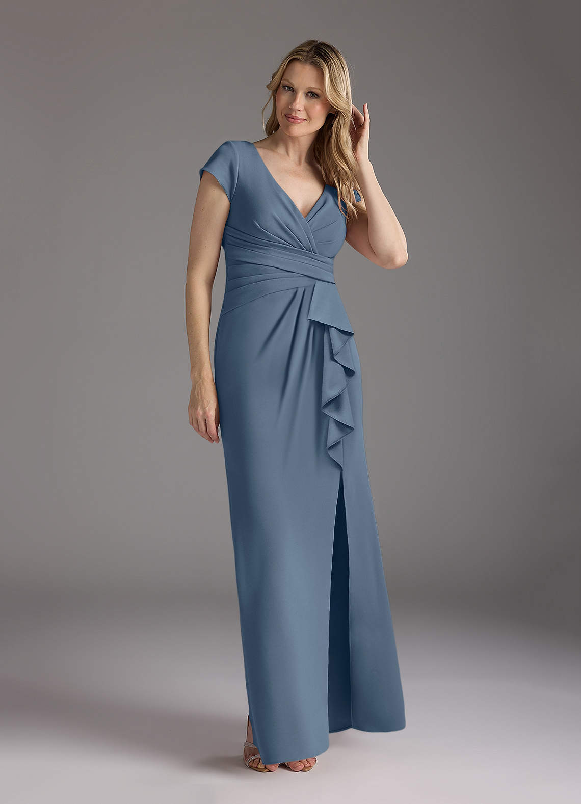 Azazie Tana Mother of the Bride Dresses Twilight Mermaid V-Neck Pleated Stretch Crepe Dress image1